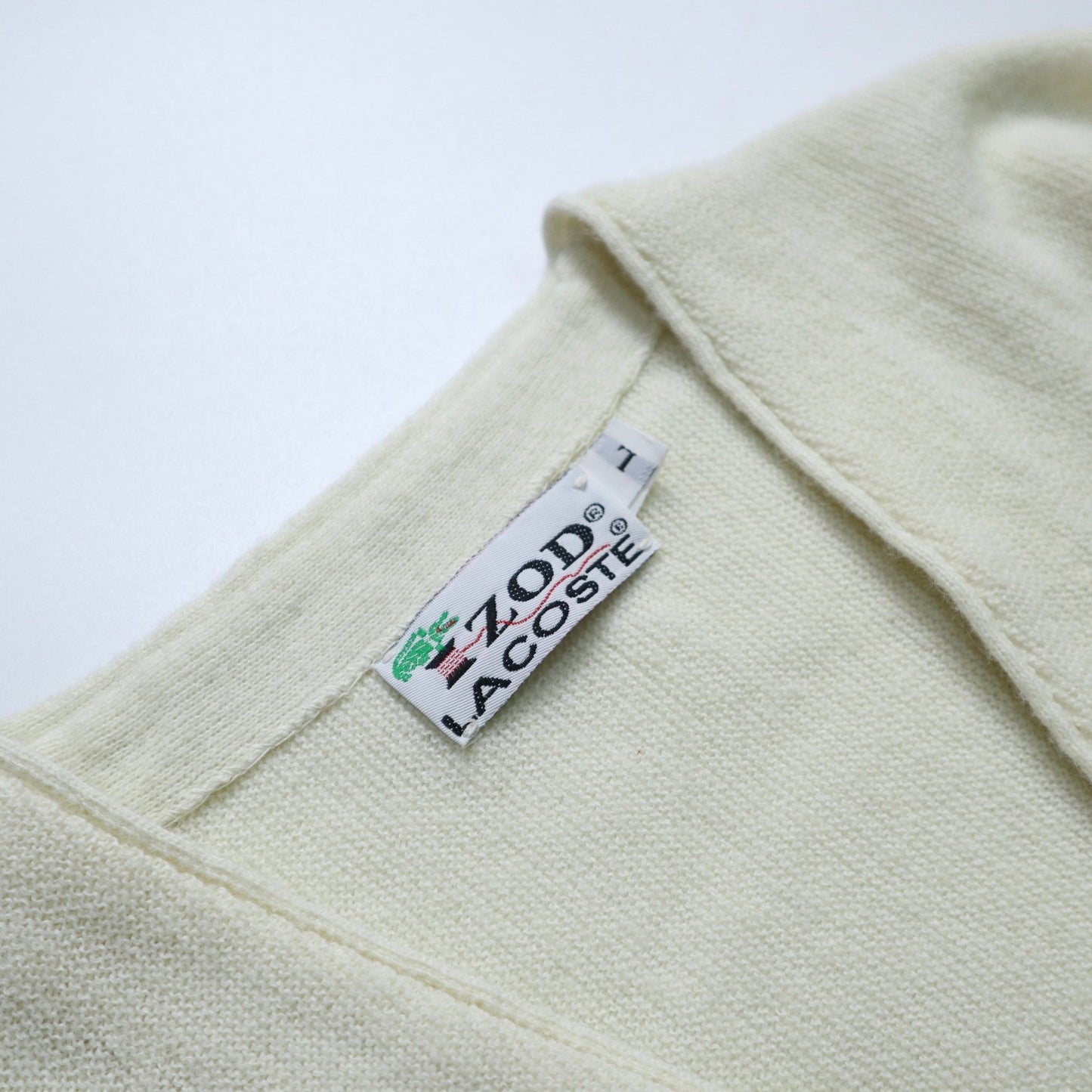 70s IZOD Lacoste 美國製 純白色開襟針織衫 - 富士鳥古著
