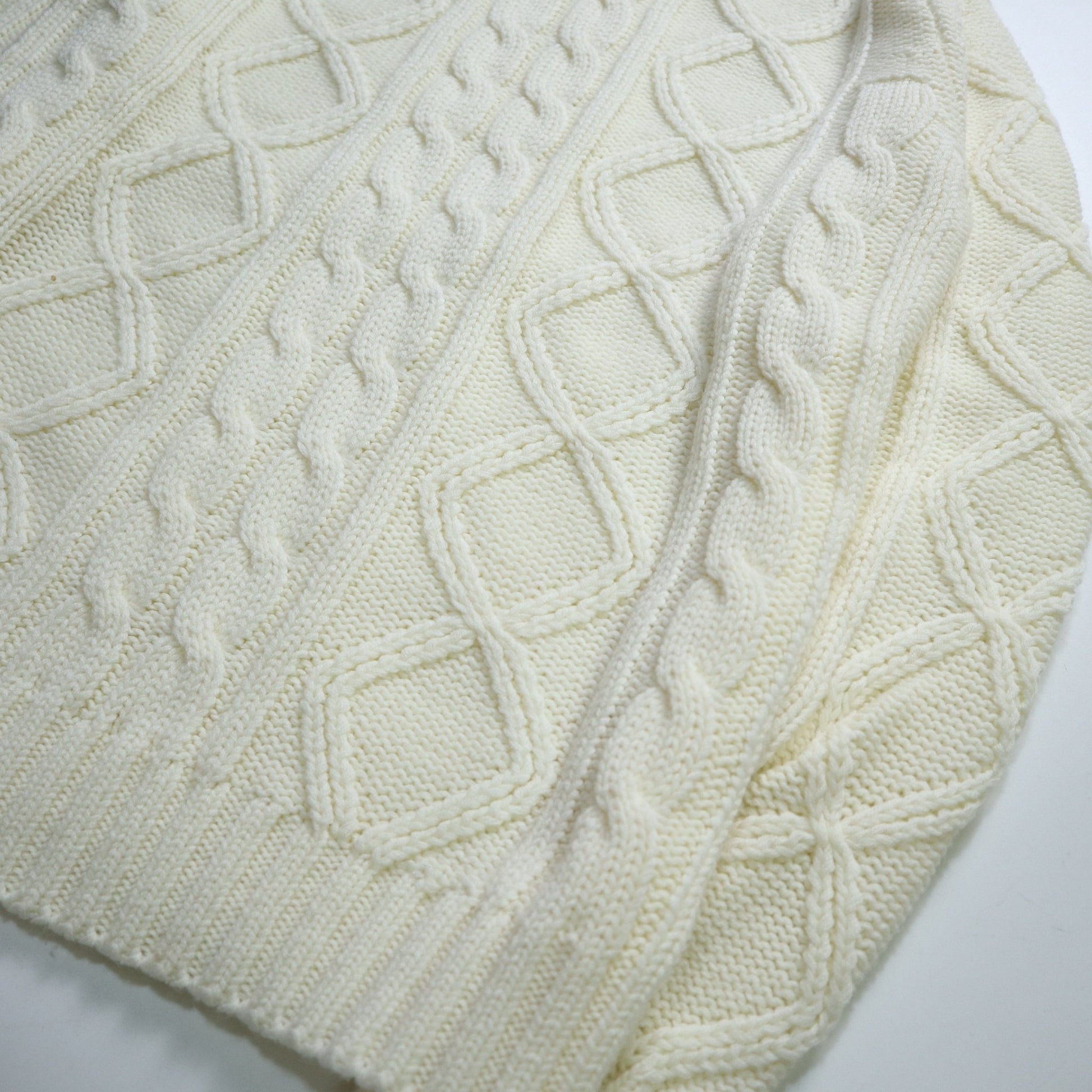 70s K - Mart 台灣製 白色圓領針織衫 - 富士鳥古著