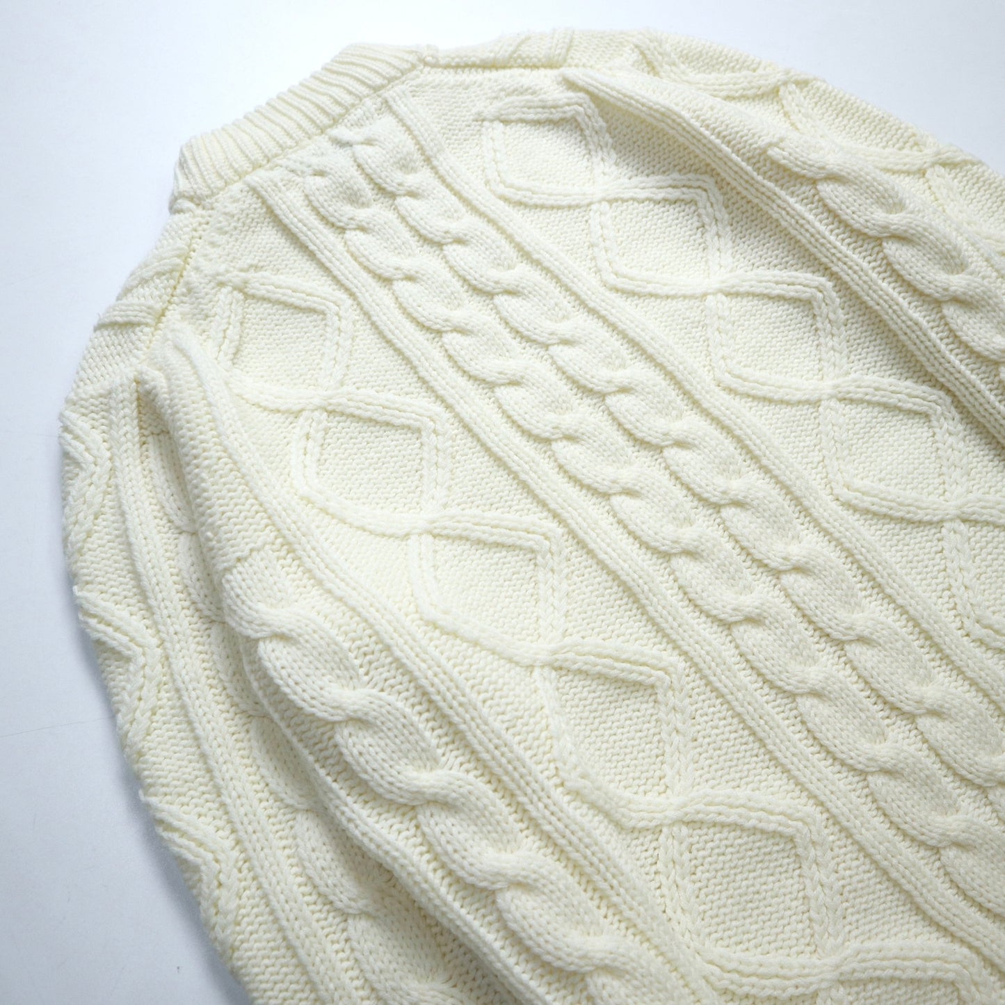 70s K - Mart 台灣製 白色圓領針織衫 - 富士鳥古著