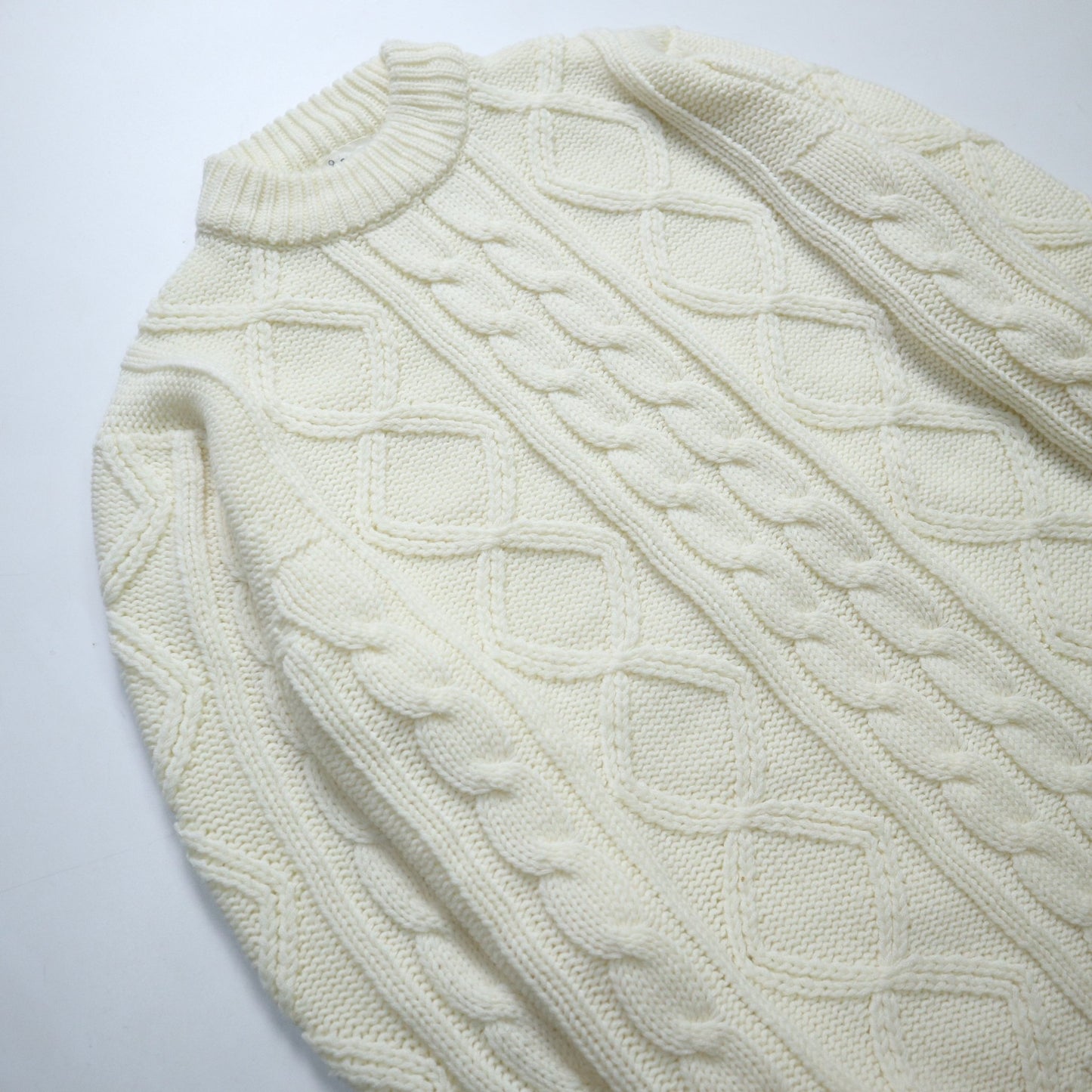 70s K - Mart 台灣製 白色圓領針織衫 - 富士鳥古著