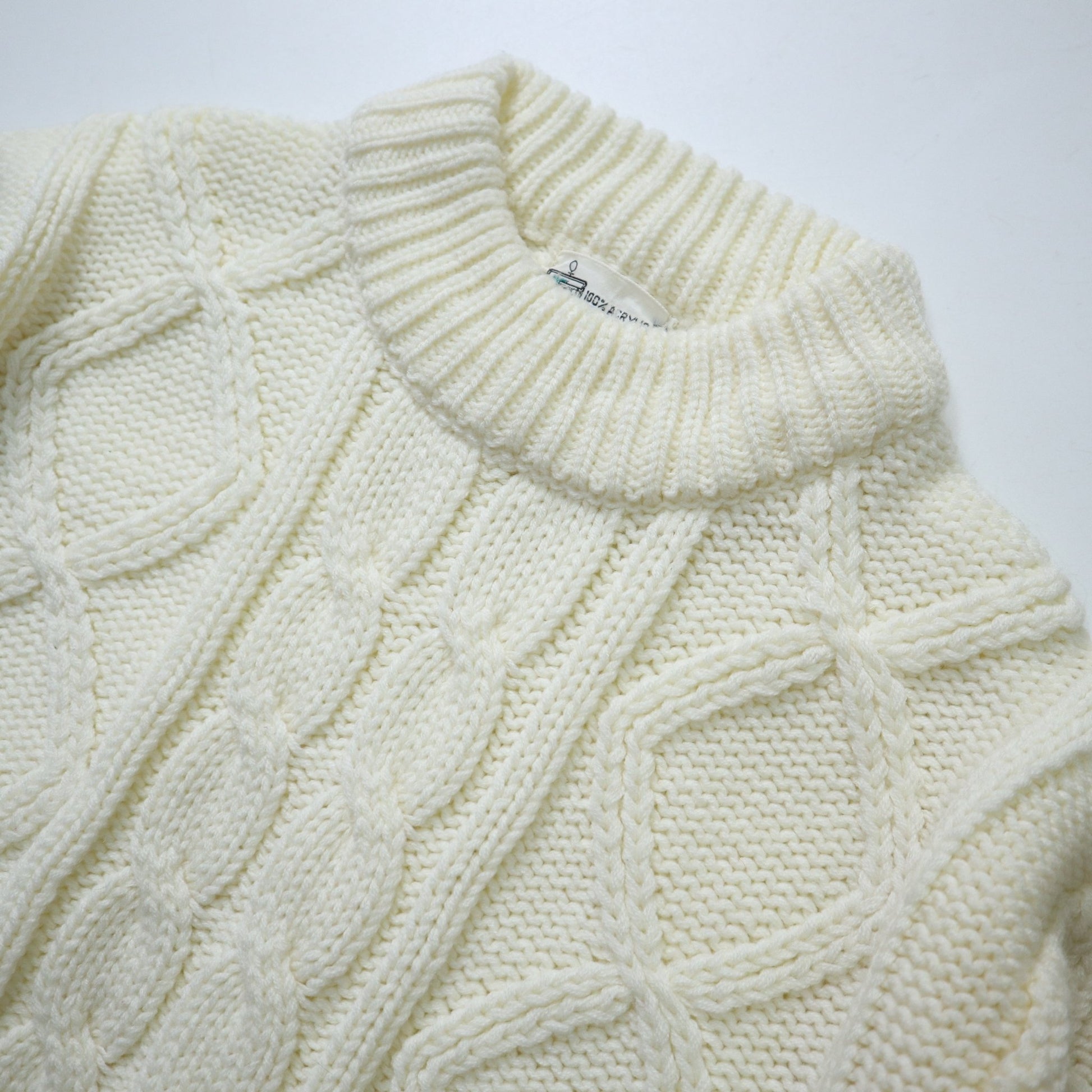 70s K - Mart 台灣製 白色圓領針織衫 - 富士鳥古著