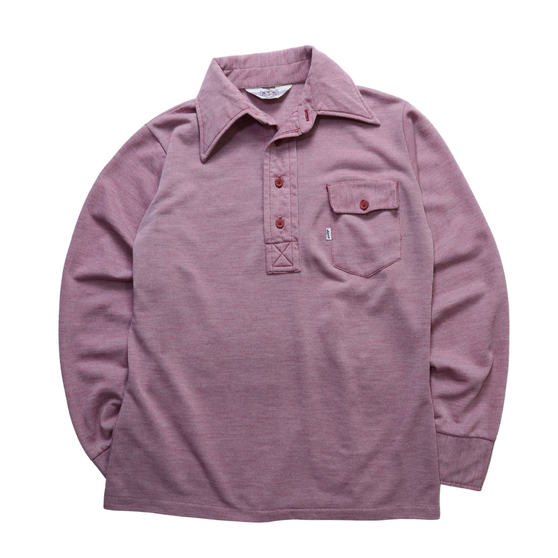 70s Levis Panatela Sportswear 粉色尖領休閒Polo衫 - 富士鳥古著