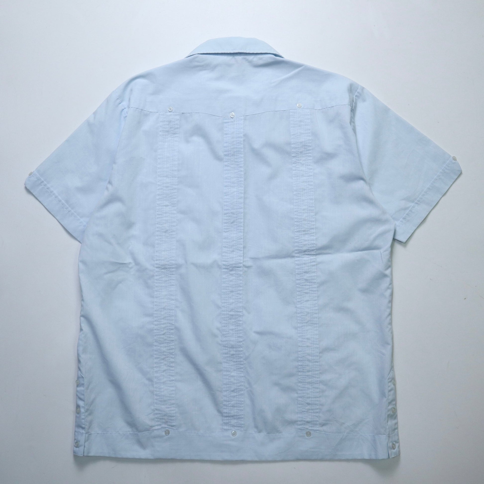 70s Romani 水藍色刺繡古巴襯衫 - 富士鳥古著