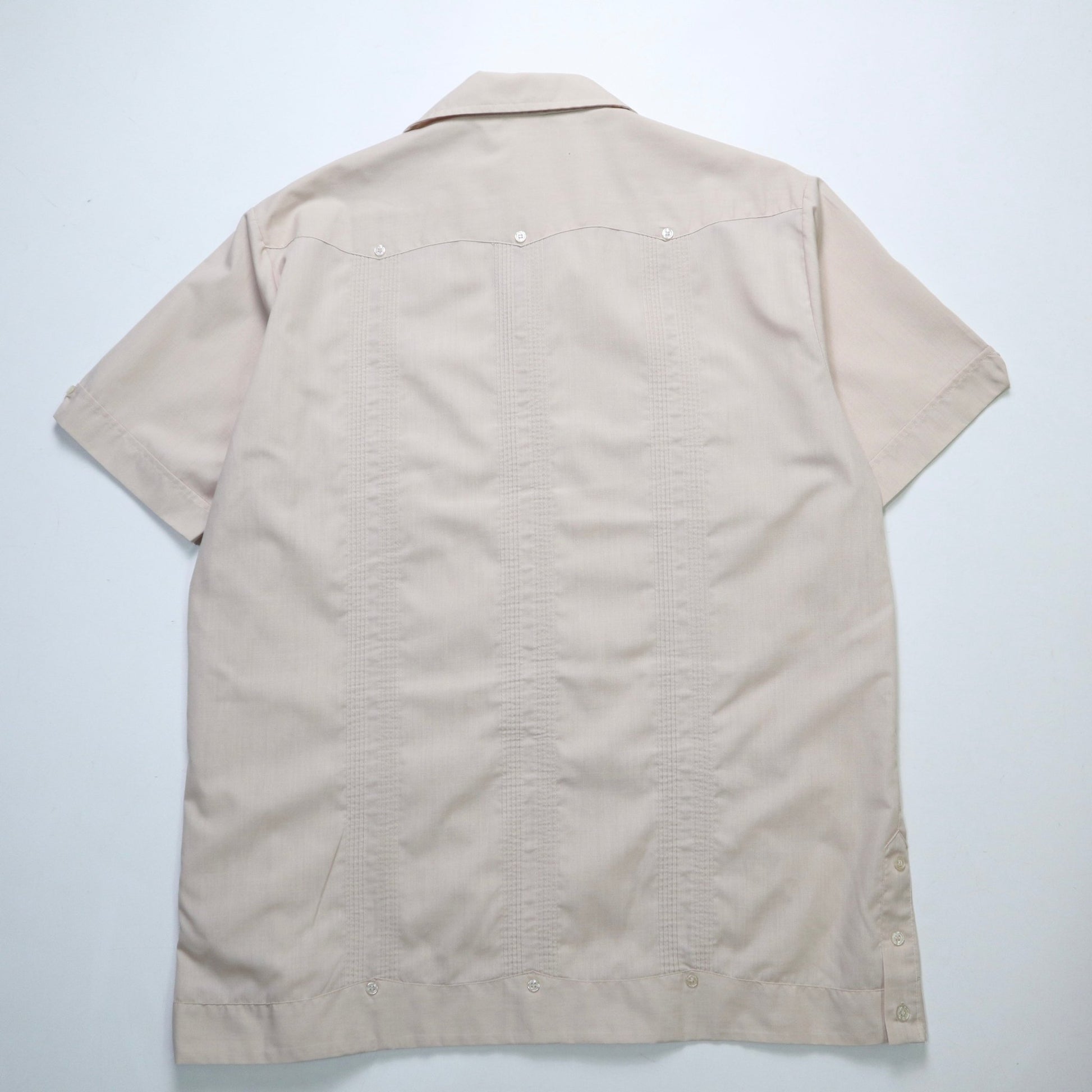 70s ROMANI 粉膚色刺繡古巴襯衫 - 富士鳥古著