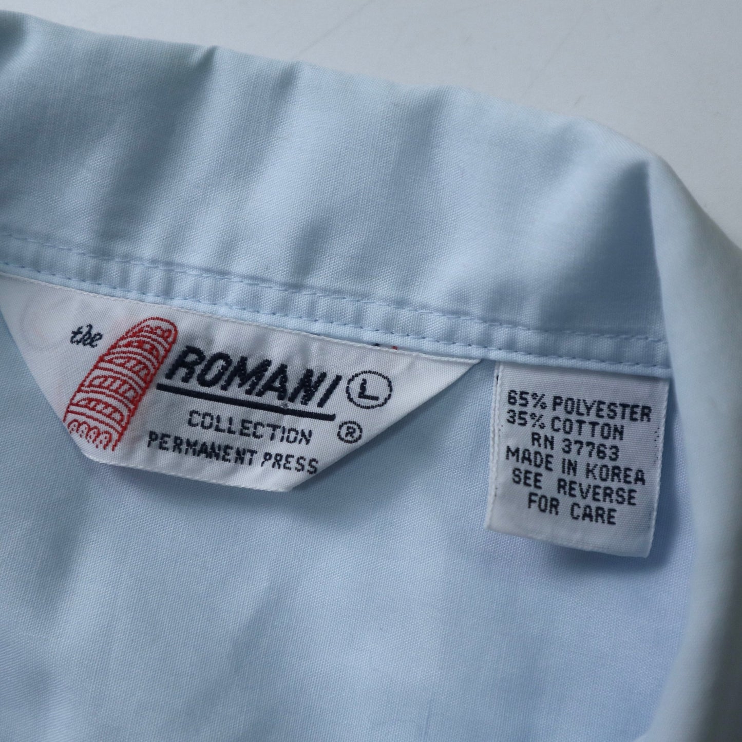 70s Romani 水藍色刺繡古巴襯衫 - 富士鳥古著