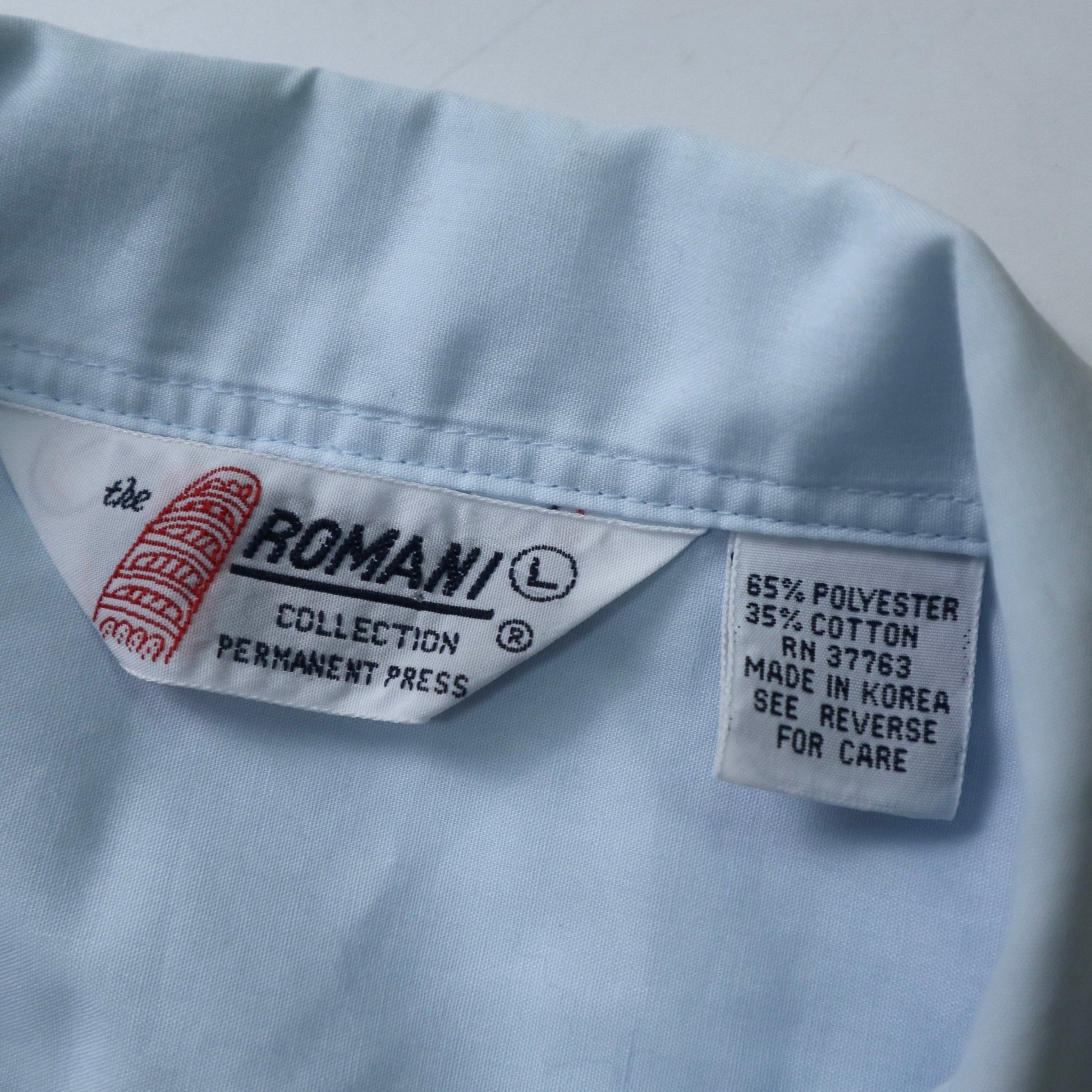 70s Romani 水藍色刺繡古巴襯衫 - 富士鳥古著