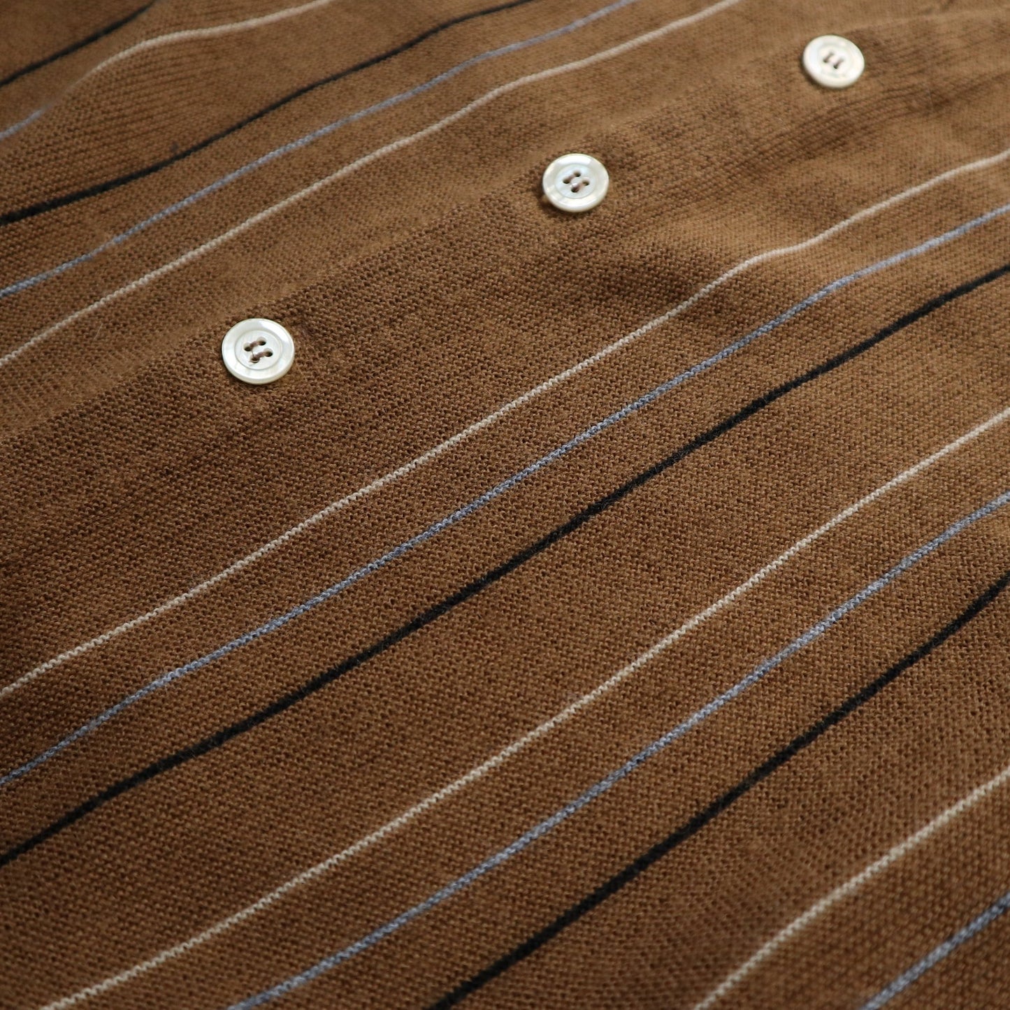 70s Sansabelt Sport 美國製 棕色細條紋開襟針織衫 針織外套 - 富士鳥古著