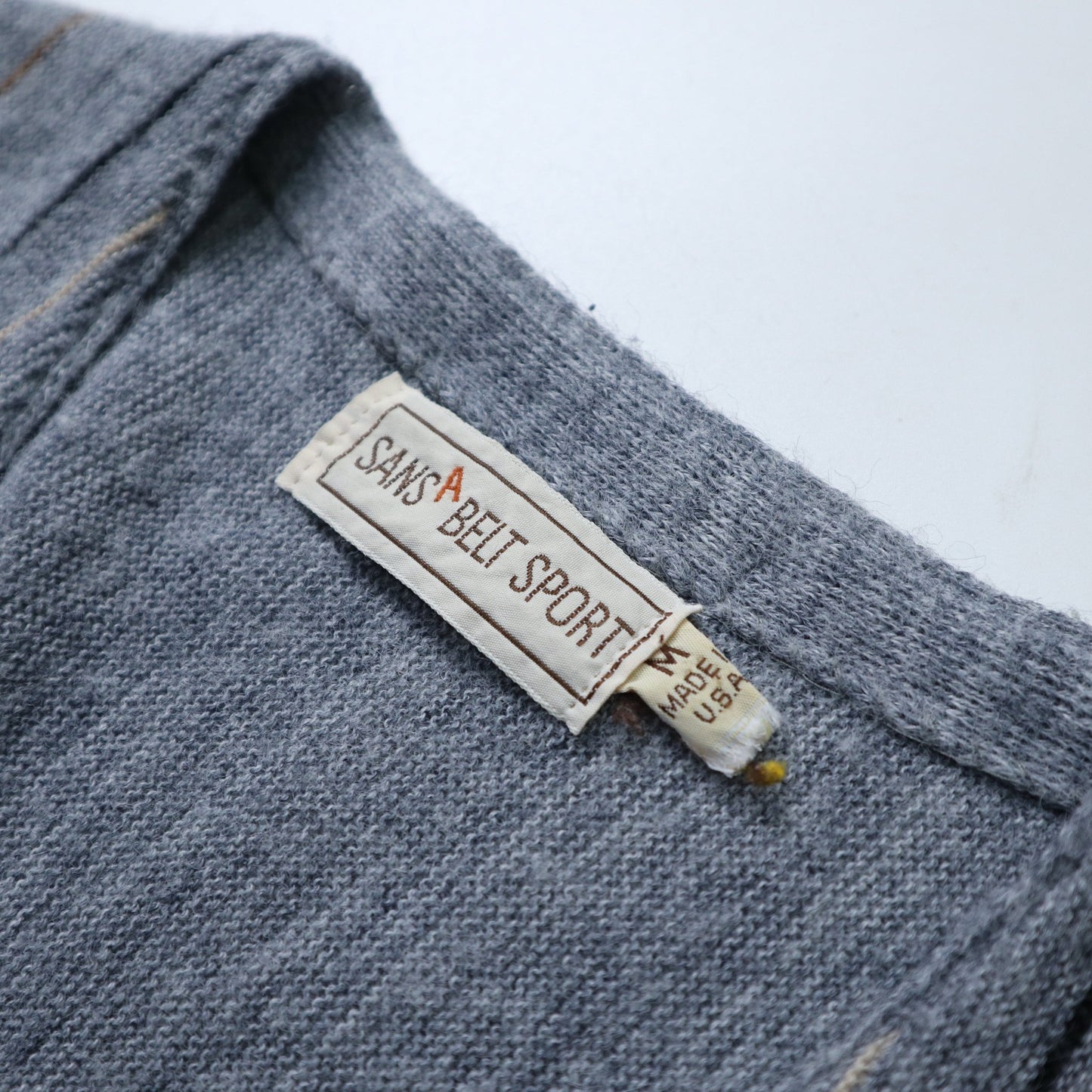 70s Sansabelt Sport 美國製 灰色細條紋開襟針織衫 針織外套 - 富士鳥古著