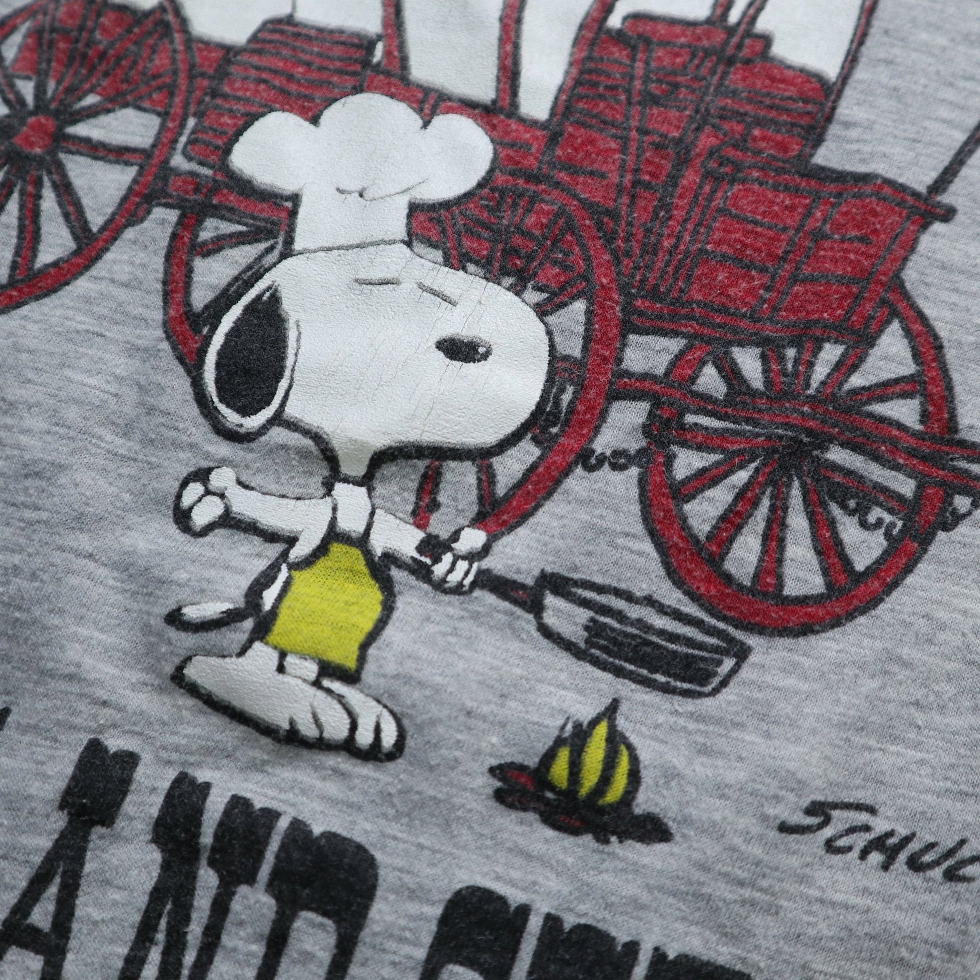 70s 美國製 Snoopy餐車"Come and Get It "灰色tee - 富士鳥古著