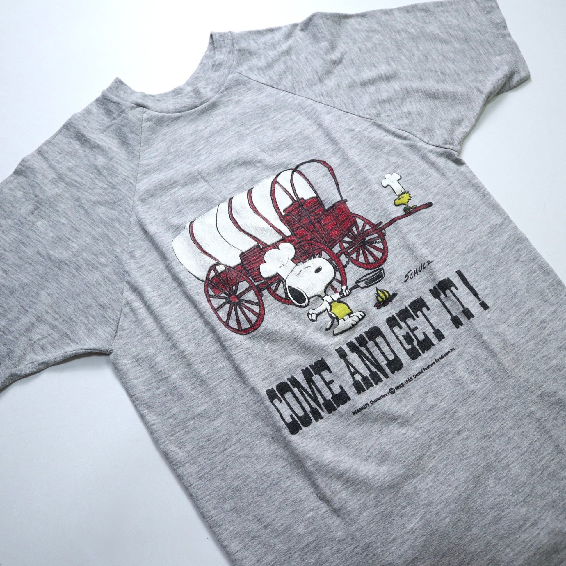 70s 美國製 Snoopy餐車"Come and Get It "灰色tee - 富士鳥古著