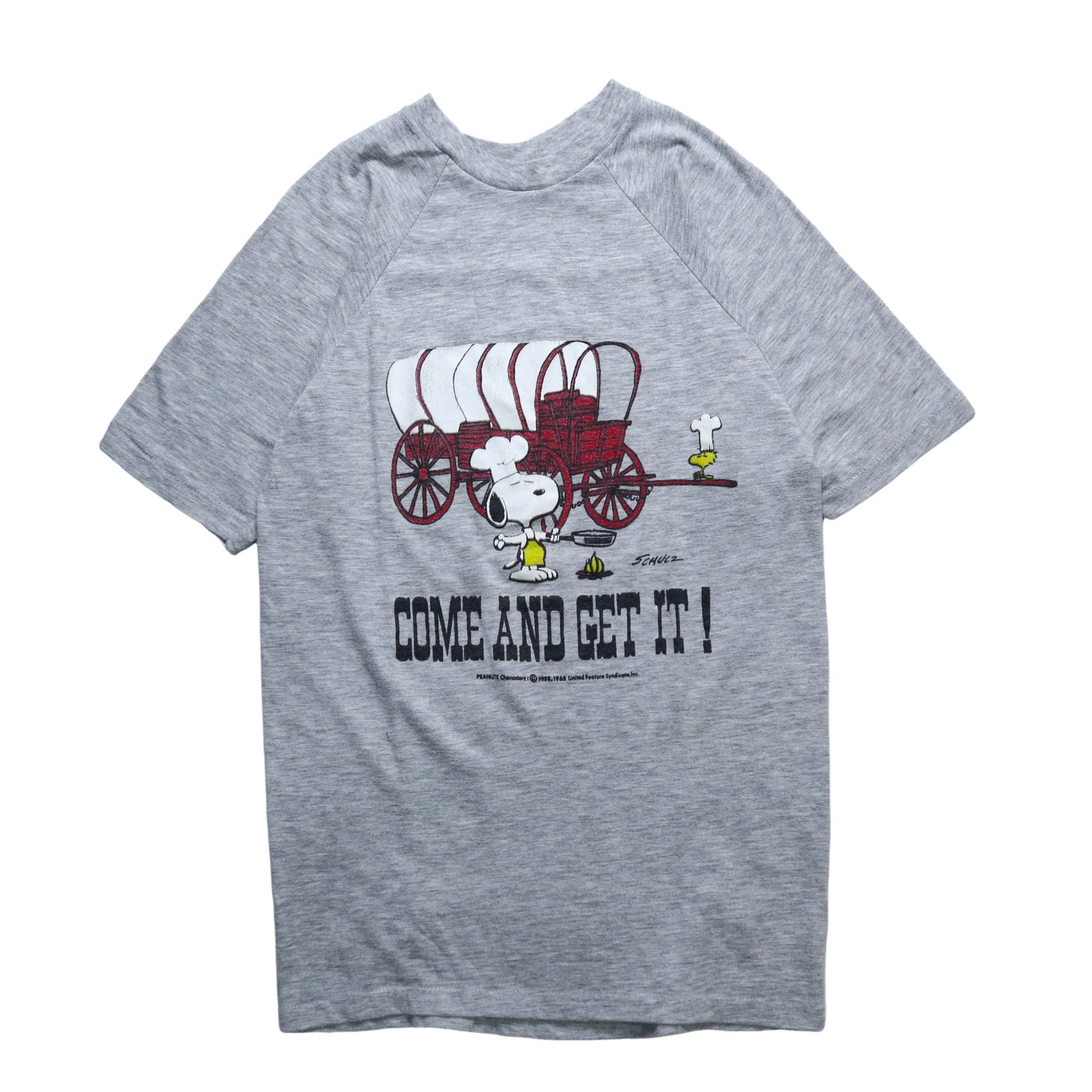 70s 美國製 Snoopy餐車"Come and Get It "灰色tee - 富士鳥古著