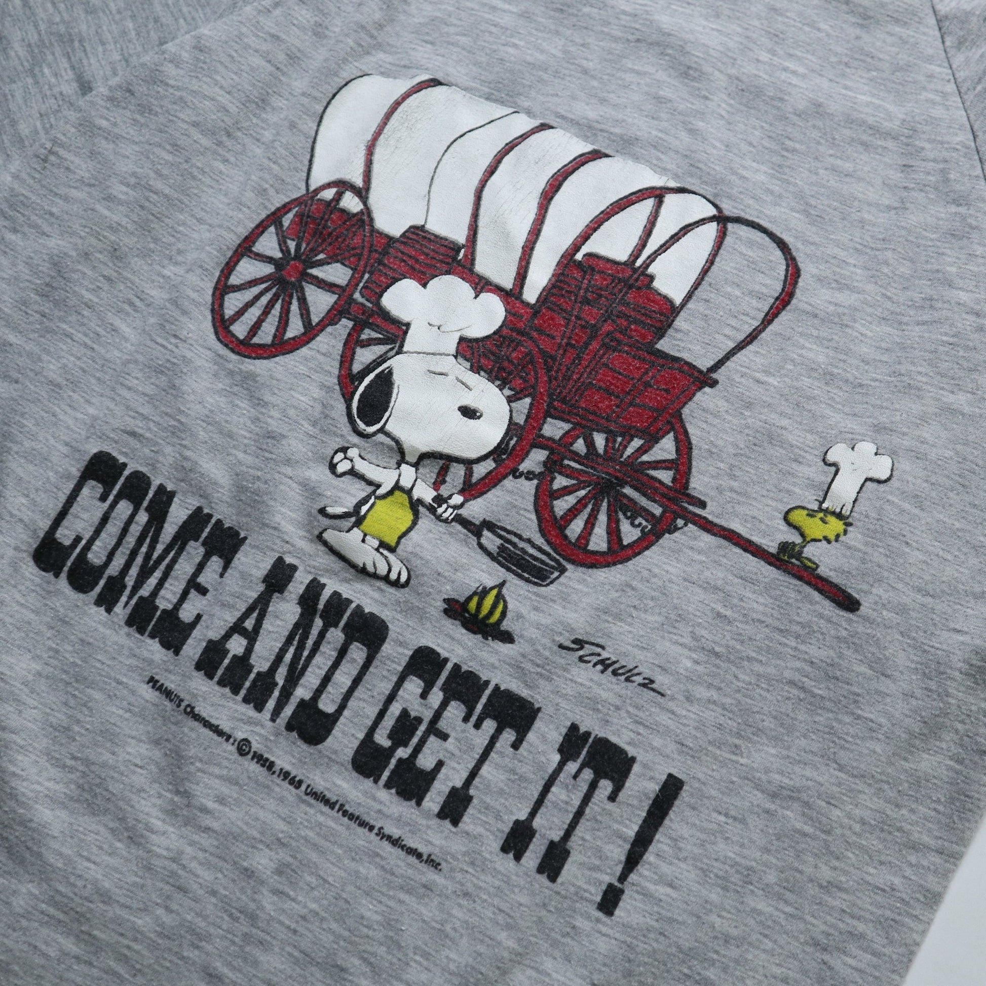 70s 美國製 Snoopy餐車"Come and Get It "灰色tee - 富士鳥古著