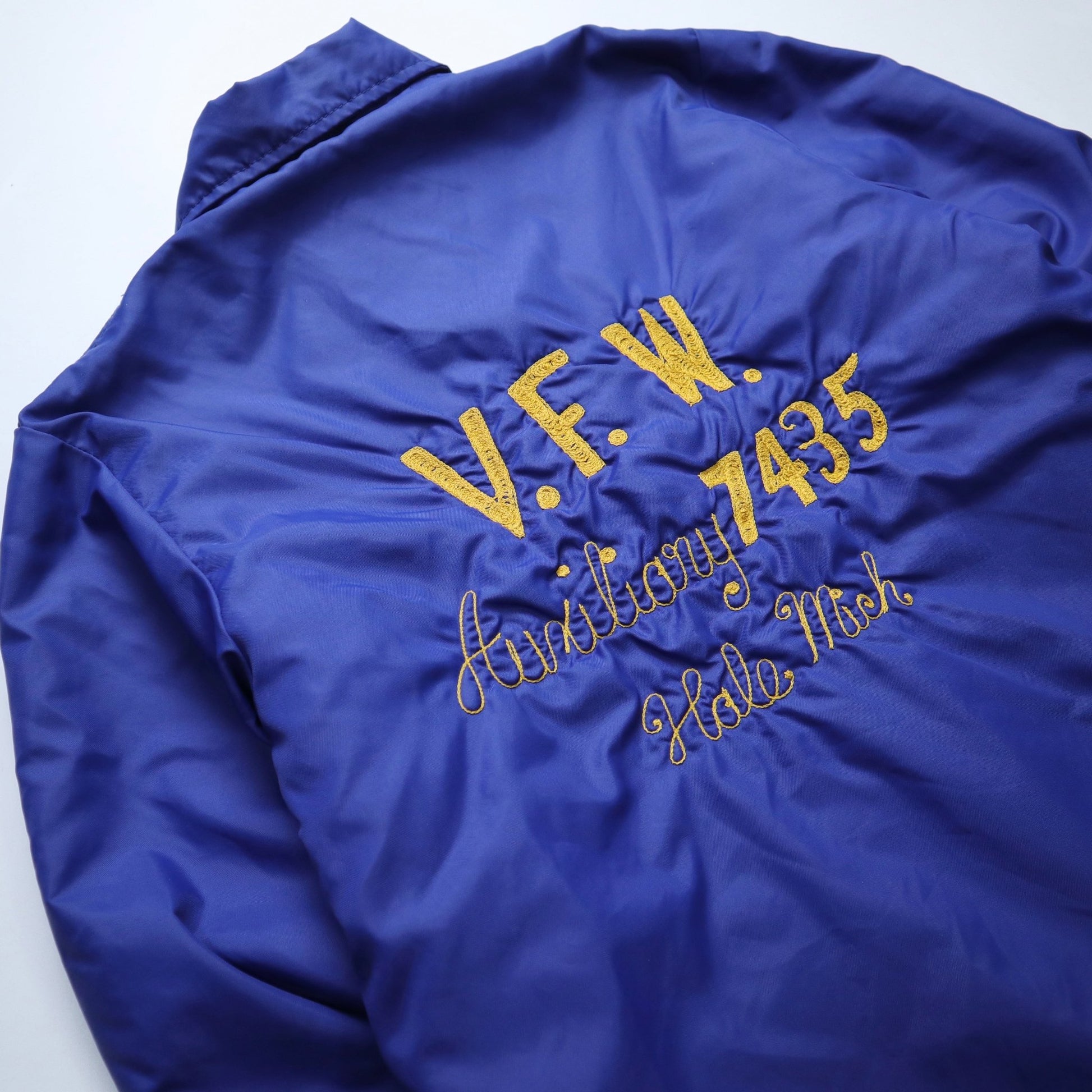 70s V.F.W. 美國女子協會防風刷毛外套 鎖鏈繡 - 富士鳥古著