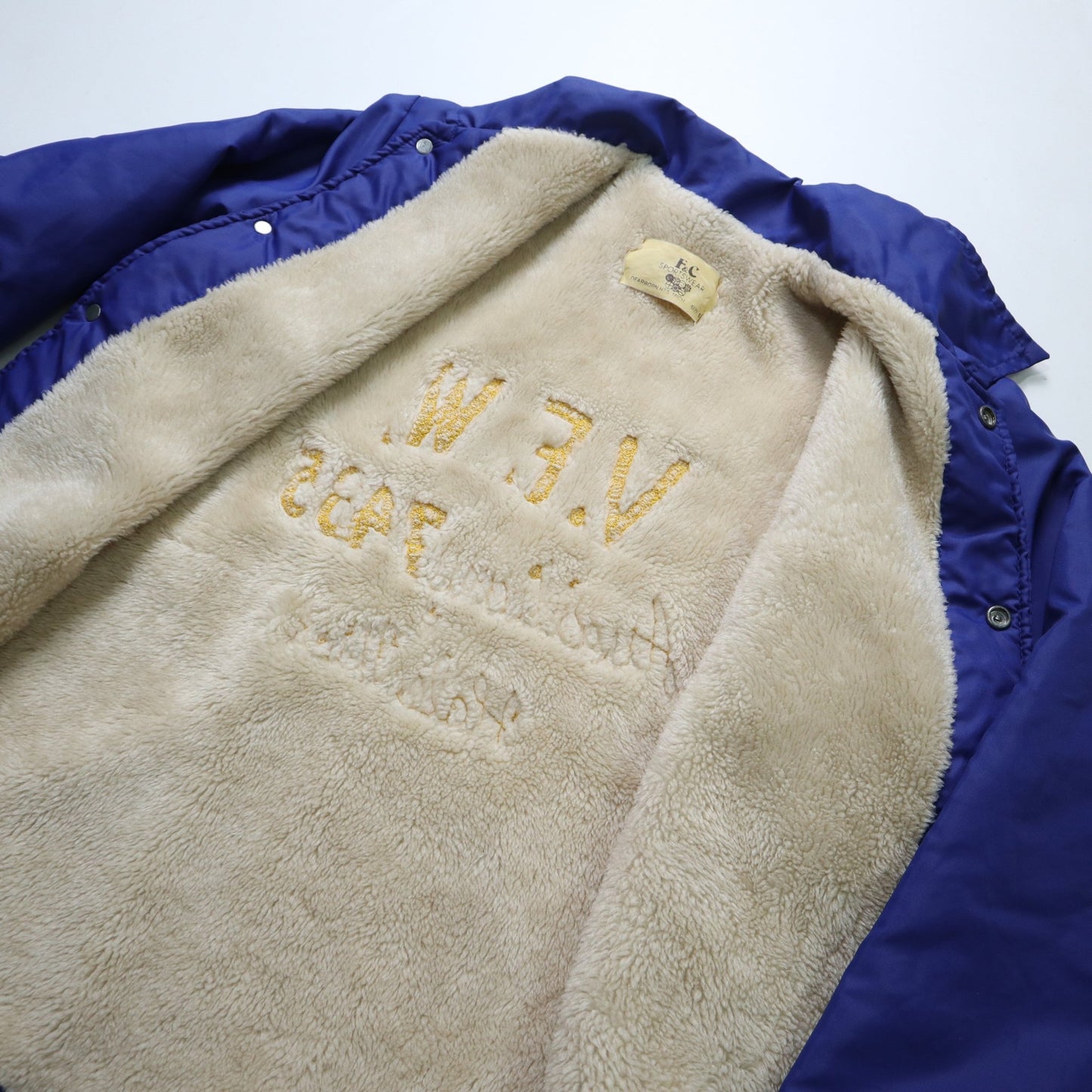 70s V.F.W. 美國女子協會防風刷毛外套 鎖鏈繡 - 富士鳥古著