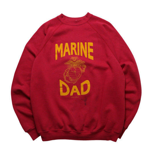 1989 Marine Dad 紅色膠印衛衣 大學tee
