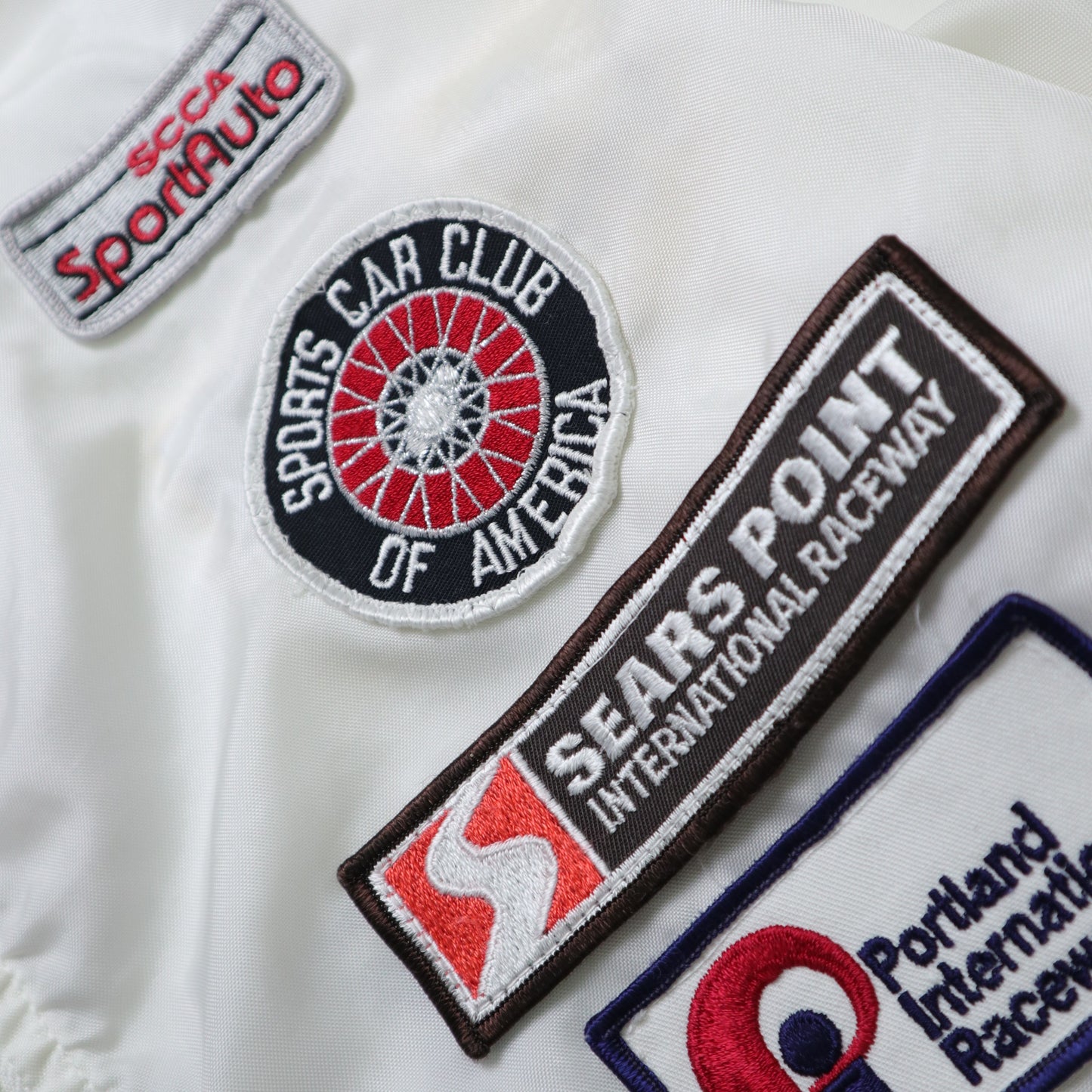 80s American made white racing patch windproof jacket Talon zipper