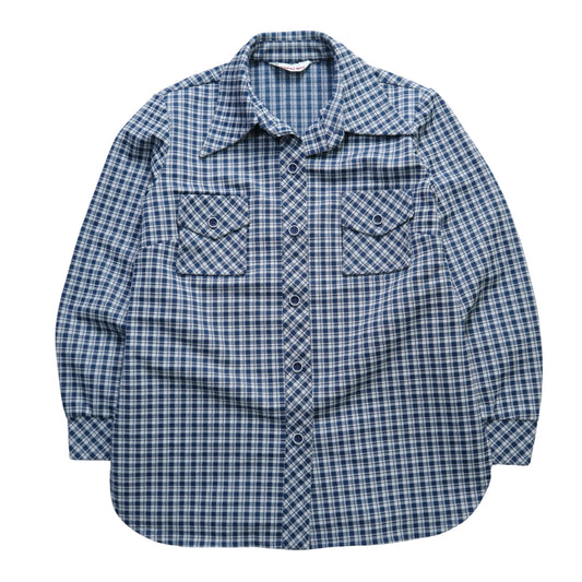 1970s 藍白格紋雙口袋箭領襯衫