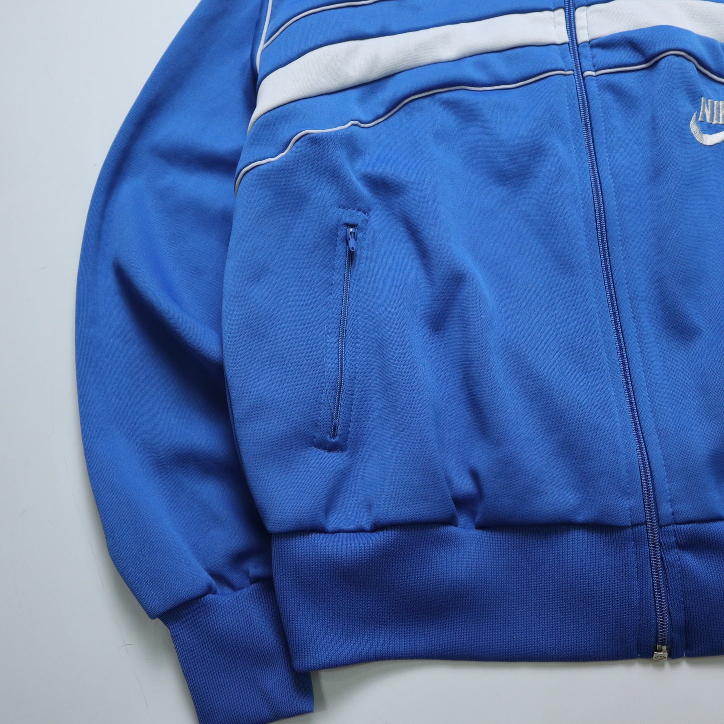 1970s NIKE blue and white colorblock sports jacket made in Taiwan