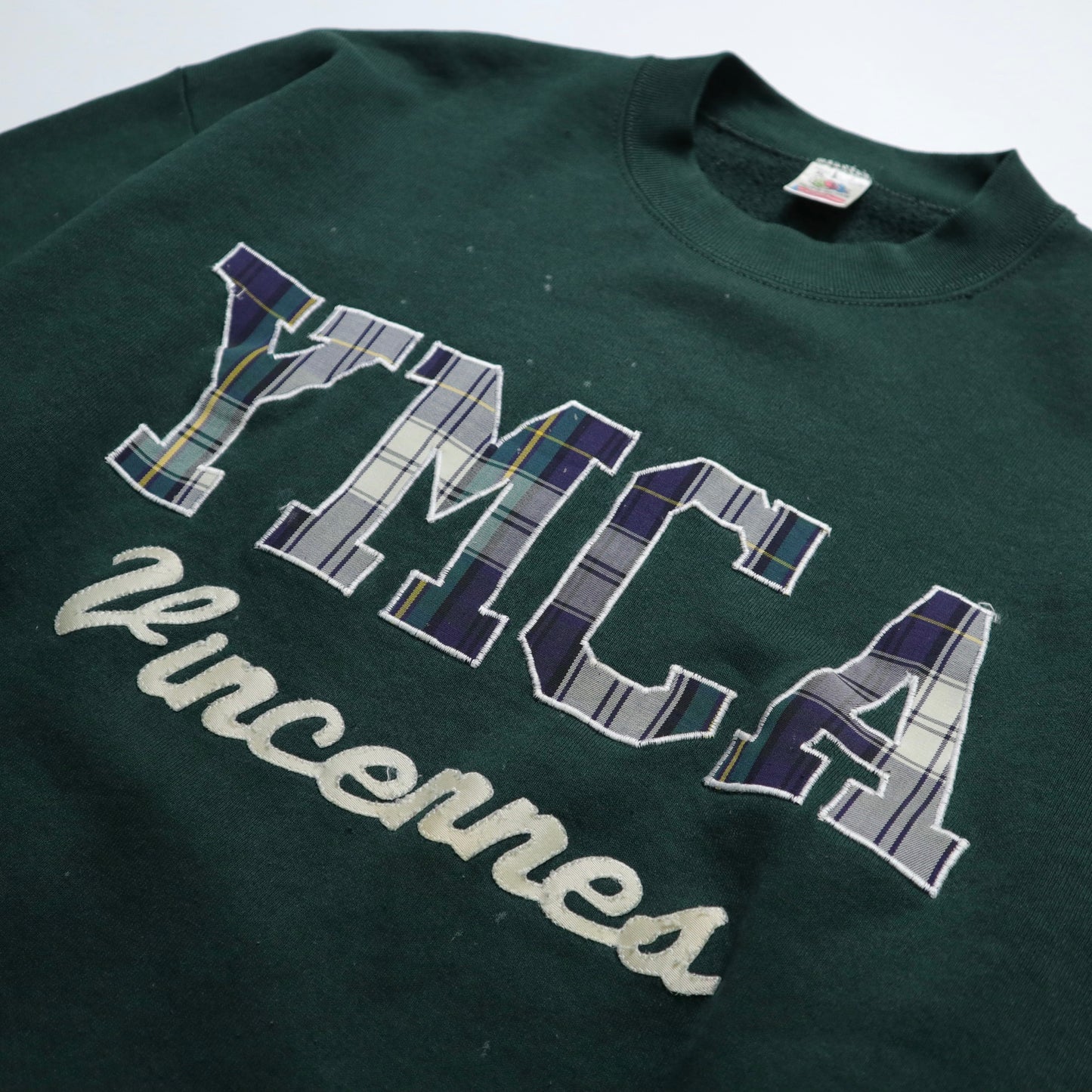 90s Fruit Brand Made in America YMCA Patchwork Font University Tee