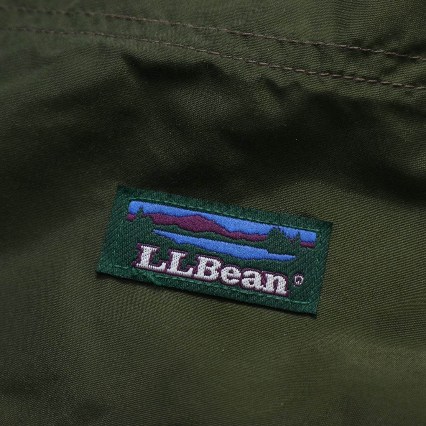 80年代 LLBean USA製 ダークグリーン カラーブロック ナイロン プルオーバー 防​​風ブラウス