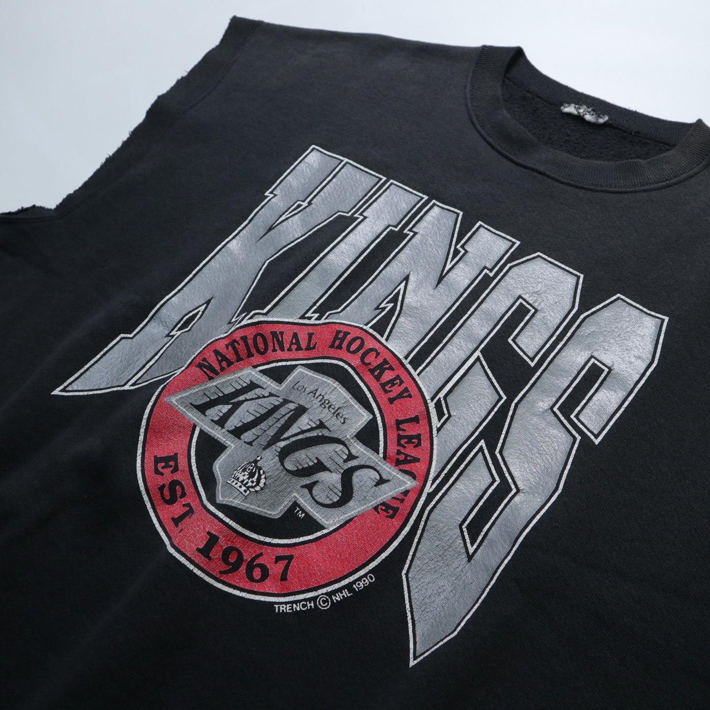 90s Los Angeles Kings Hockey Team Black Sleeveless Destruction Sweatshirt