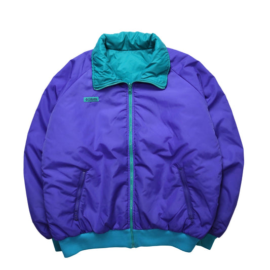 80 - 90s Columbia 雙面穿/紫綠拼色防風保暖外套 - 富士鳥古著