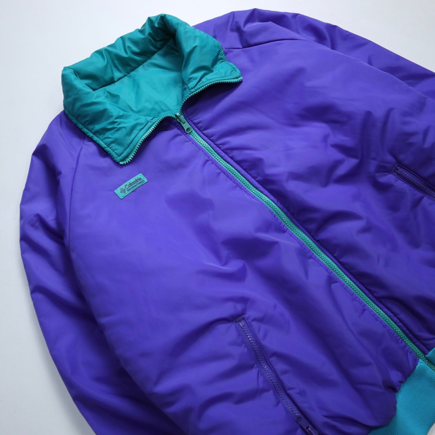 80 - 90s Columbia 雙面穿/紫綠拼色防風保暖外套 - 富士鳥古著