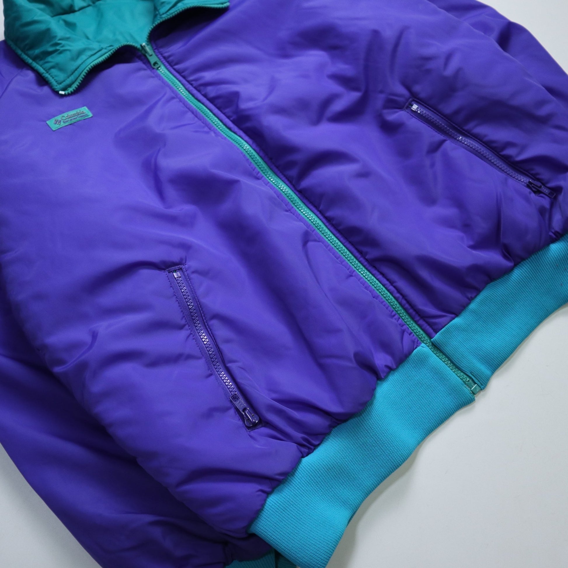 80 - 90s Columbia 雙面穿/紫綠拼色防風保暖外套 - 富士鳥古著