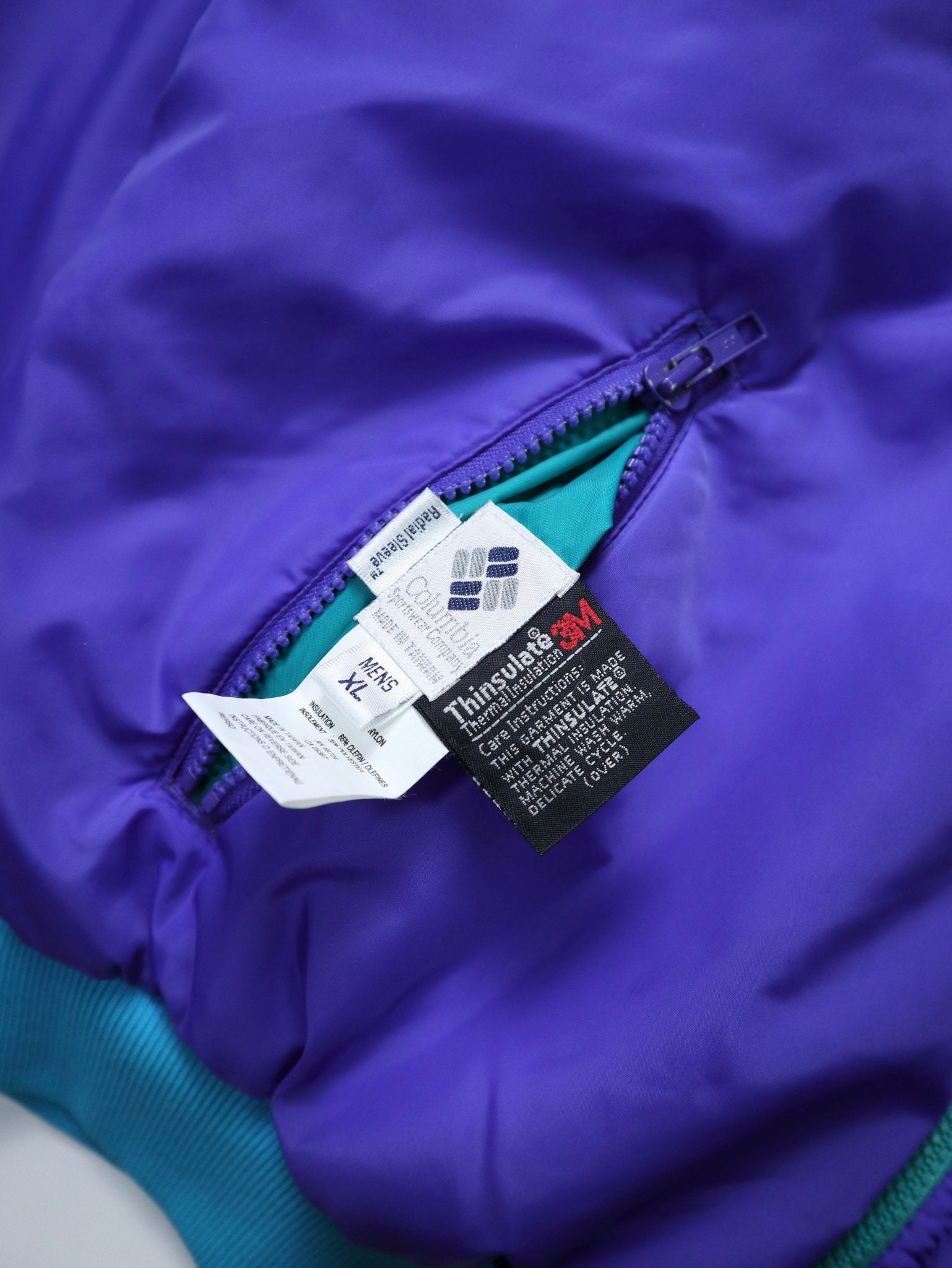 80 - 90s Columbia 雙面穿/紫綠拼色防風保暖外套 - 富士鳥古著