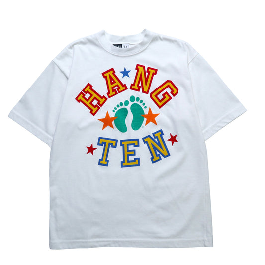 80 - 90s Hang Ten 美國製 純白色短tee - 富士鳥古著