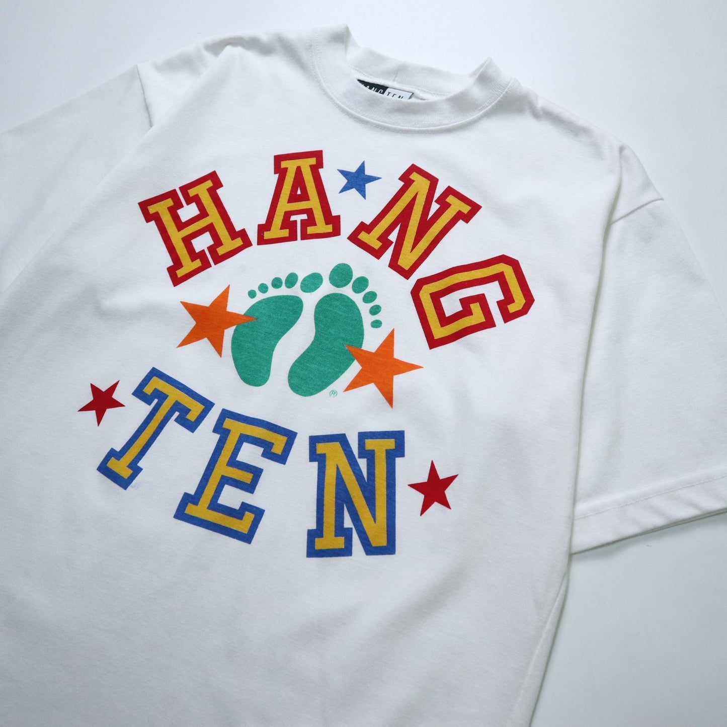 80 - 90s Hang Ten 美國製 純白色短tee - 富士鳥古著
