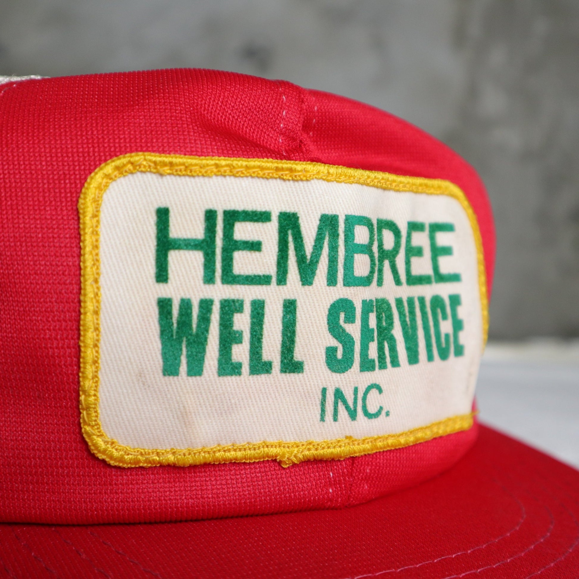 80 - 90s Hembree well service 紅色布章網帽 卡車司機帽 - 富士鳥古著