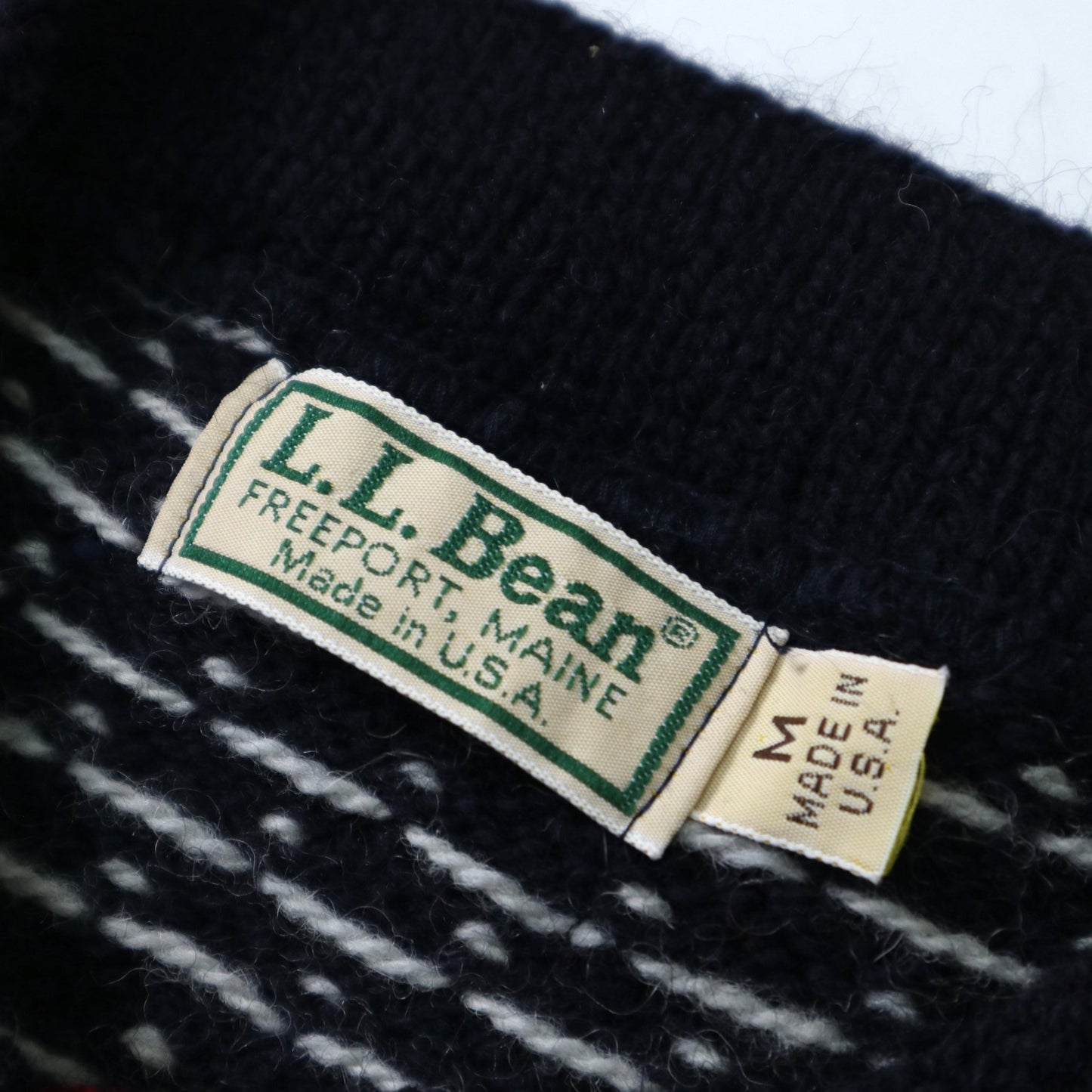 80 - 90s L.L.Bean 美國製 雪花圖騰 挪威羊毛開襟針織衫 - 富士鳥古著
