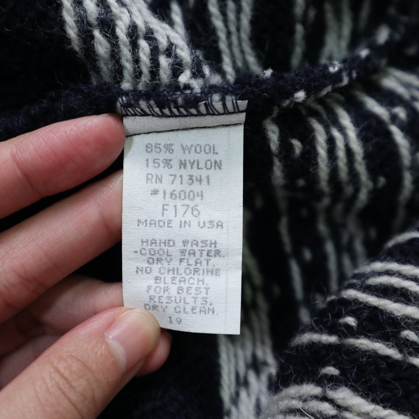 80 - 90s L.L.Bean 美國製 雪花圖騰 挪威羊毛開襟針織衫 - 富士鳥古著