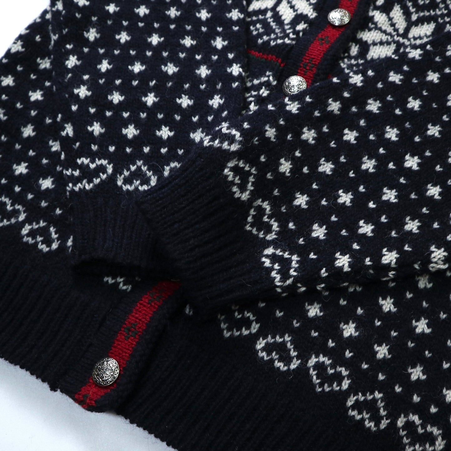 80 - 90s L.L.Bean 美國製 雪花圖騰 挪威羊毛開襟針織衫 - 富士鳥古著