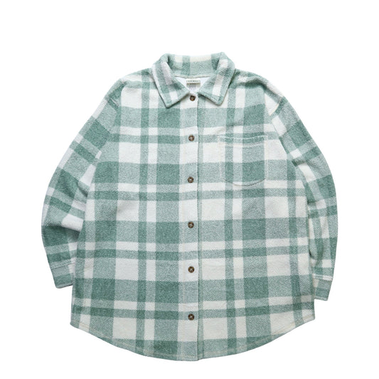 80 - 90s L.L.Bean 美國製 綠格紋毛巾布襯衫 女生襯衫 - 富士鳥古著