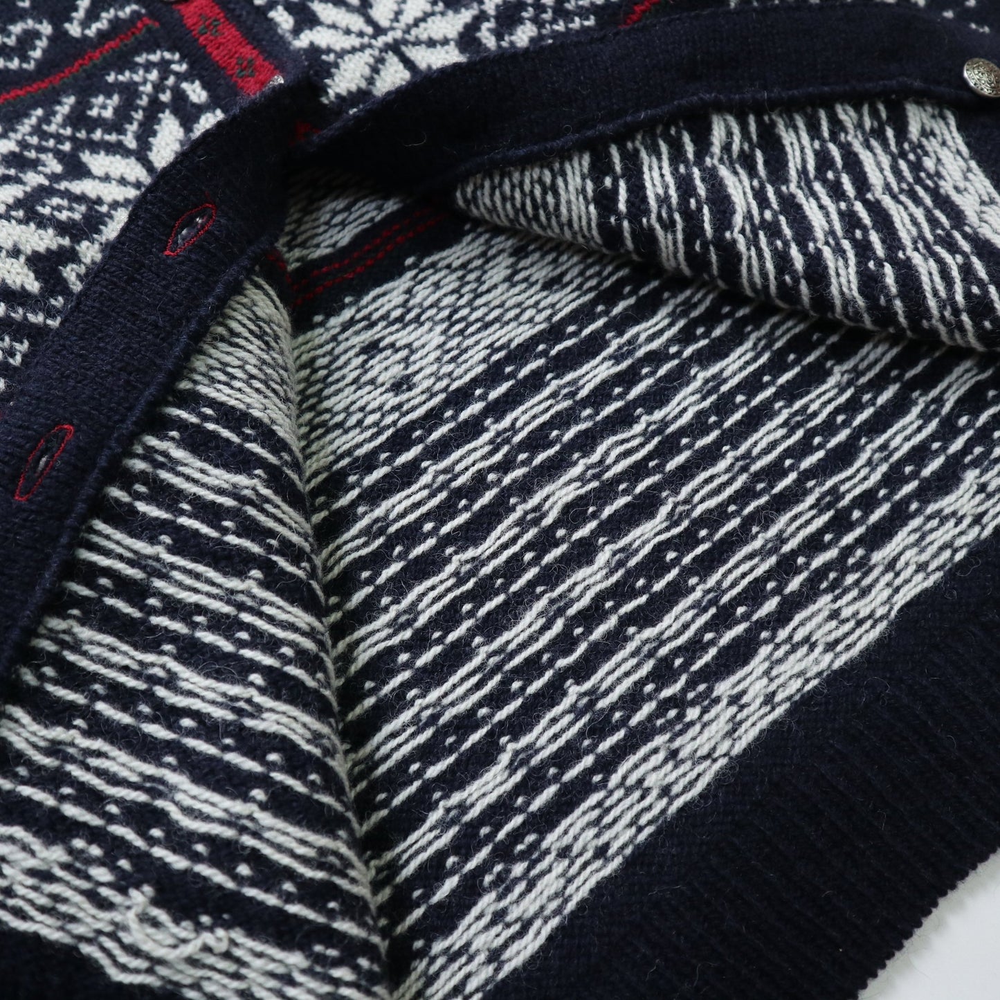 80 - 90s L.L.Bean 美國製 雪花圖騰 挪威羊毛開襟針織衫 - 富士鳥古著