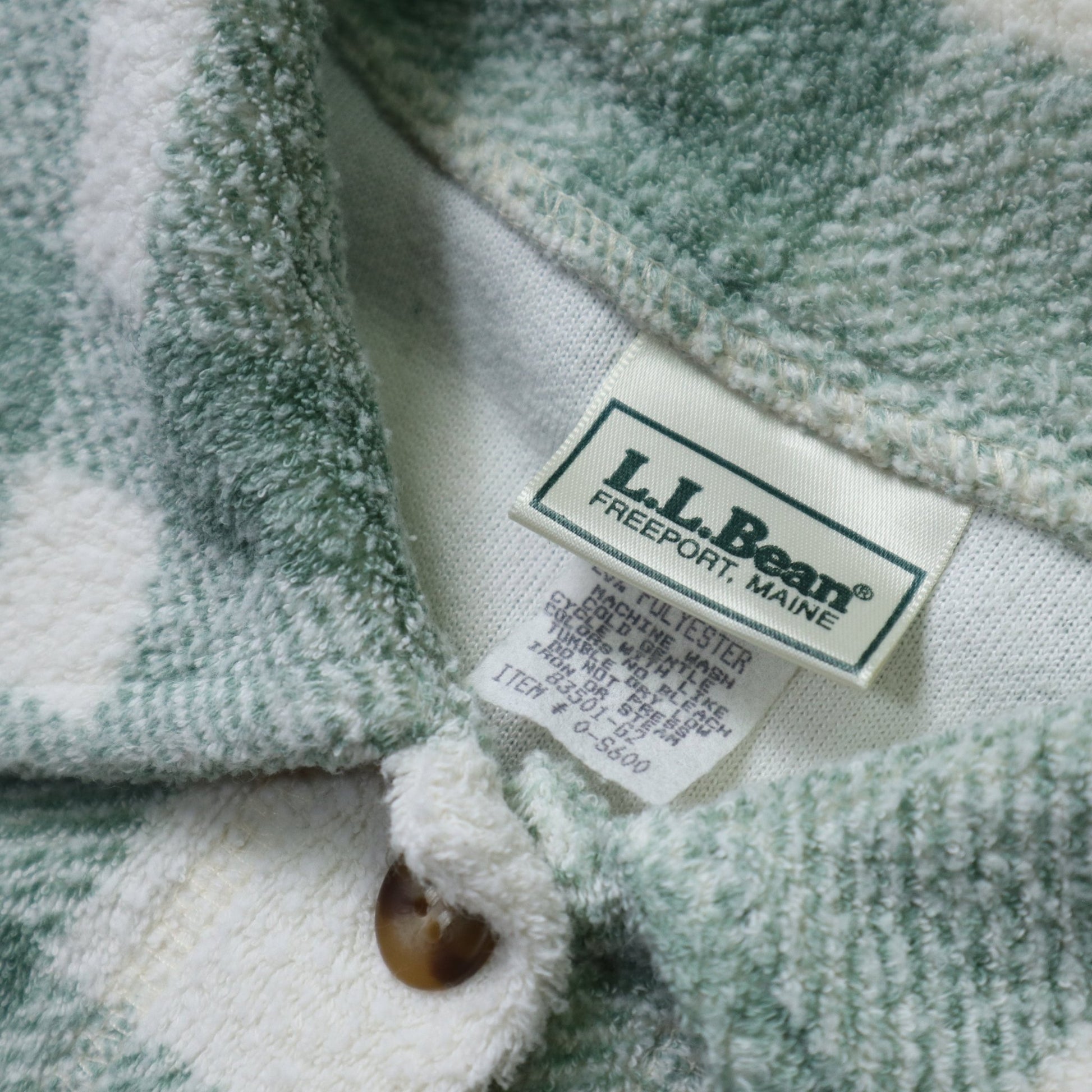 80 - 90s L.L.Bean 美國製 綠格紋毛巾布襯衫 女生襯衫 - 富士鳥古著
