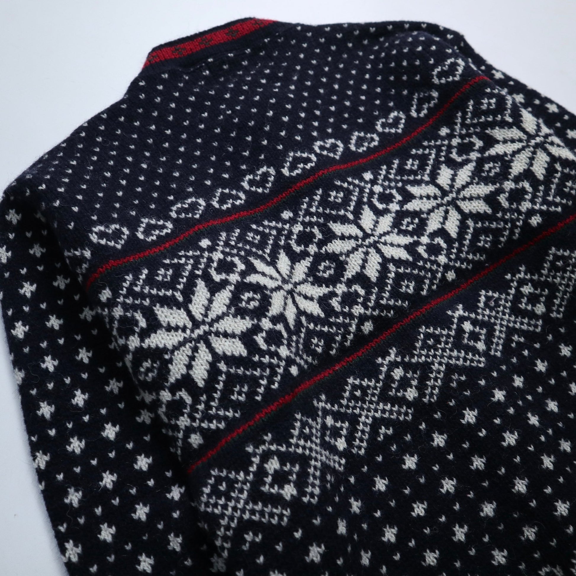 80 - 90s L.L.Bean 美國製 雪花圖騰 挪威羊毛開襟針織衫 - 富士鳥古著