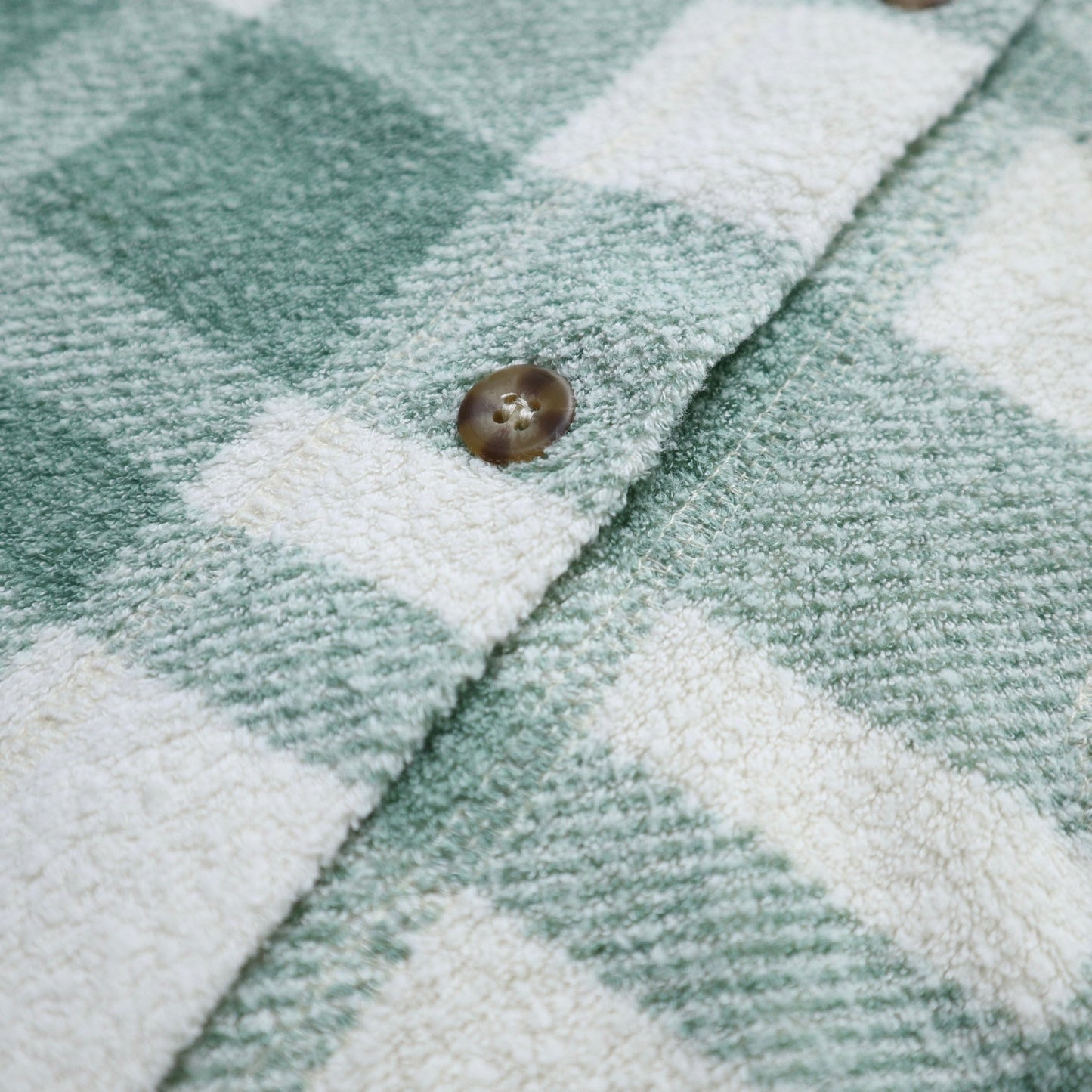 80 - 90s L.L.Bean 美國製 綠格紋毛巾布襯衫 女生襯衫 - 富士鳥古著