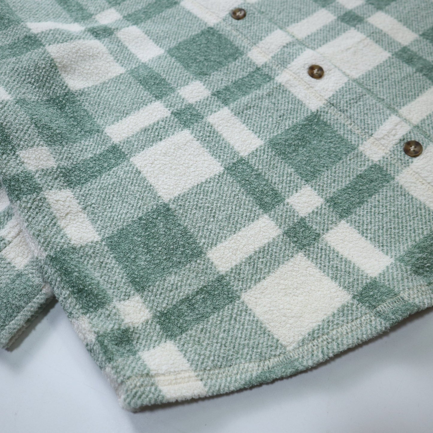 80 - 90s L.L.Bean 美國製 綠格紋毛巾布襯衫 女生襯衫 - 富士鳥古著