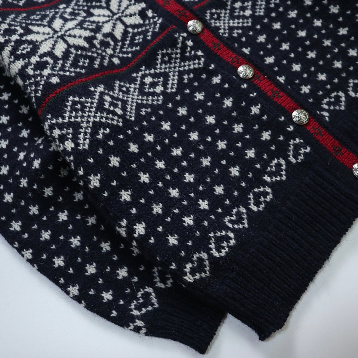 80 - 90s L.L.Bean 美國製 雪花圖騰 挪威羊毛開襟針織衫 - 富士鳥古著