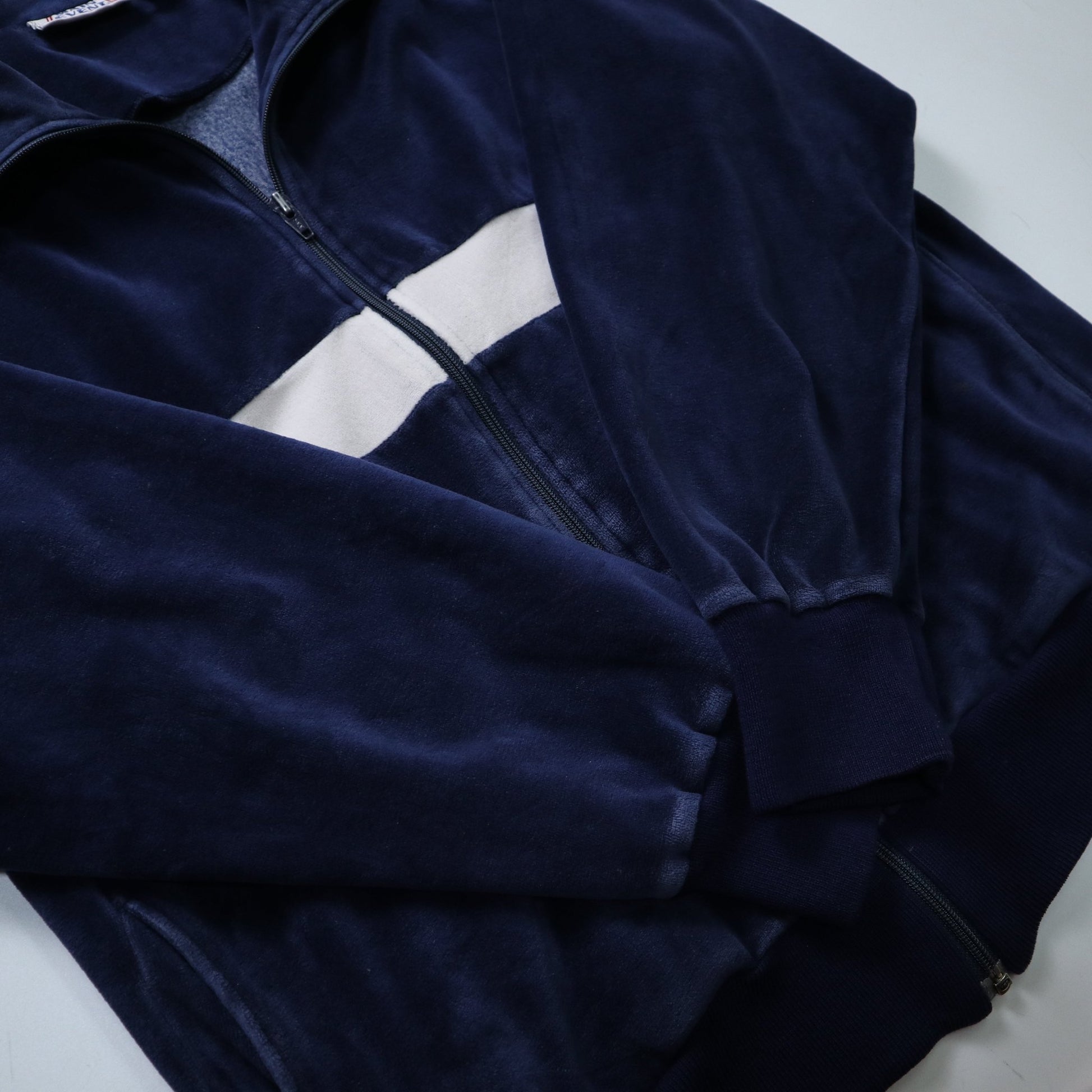 80 - 90s MAIN EVENT 日本製 藍白拼色絨布運動外套 - 富士鳥古著