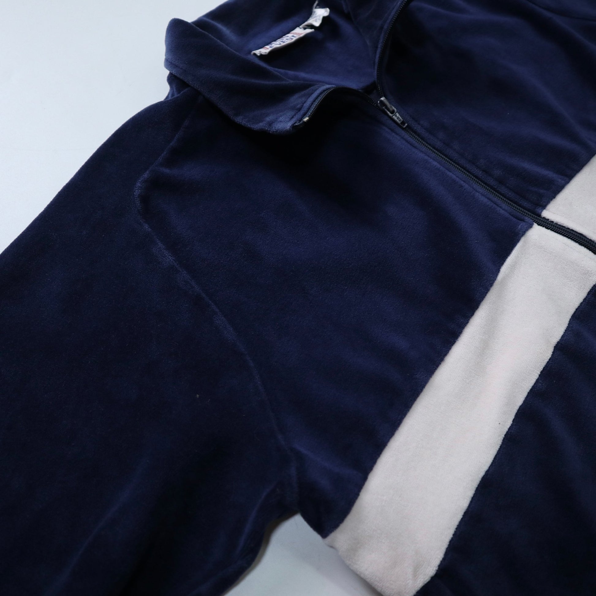 80 - 90s MAIN EVENT 日本製 藍白拼色絨布運動外套 - 富士鳥古著