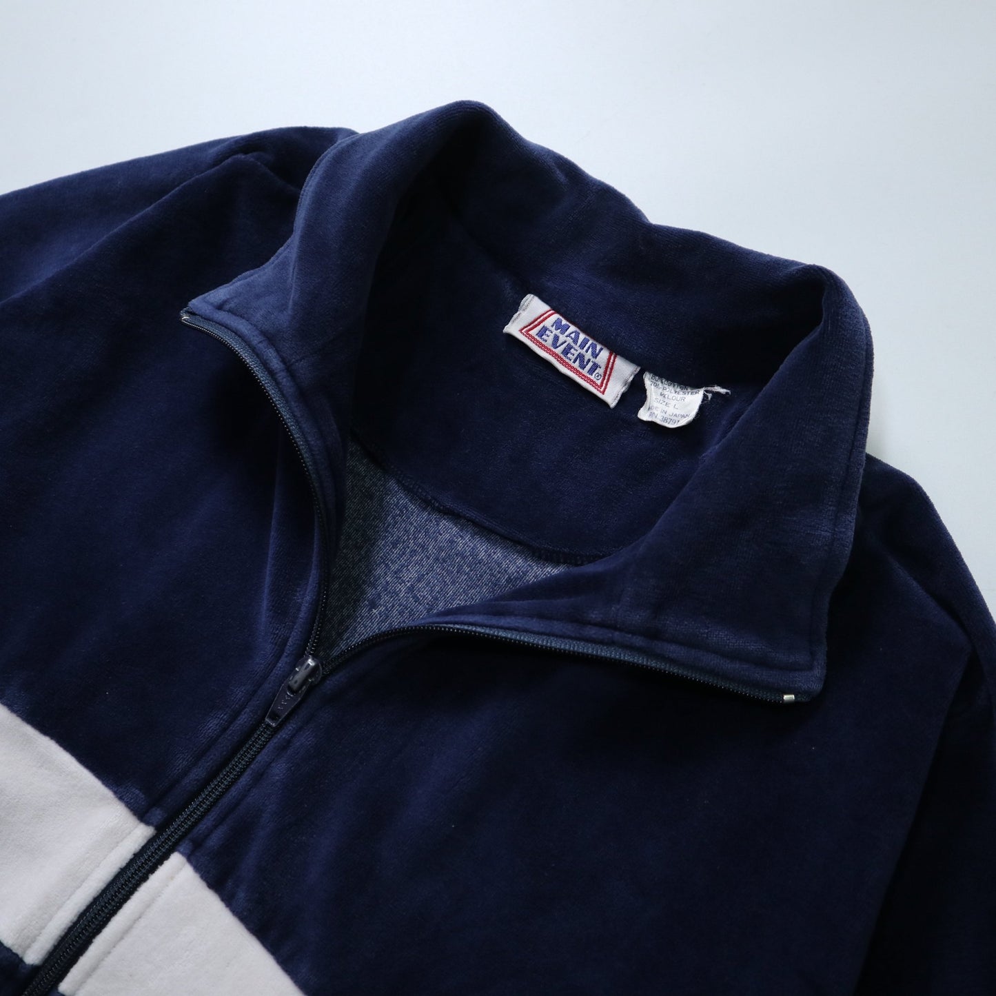 80 - 90s MAIN EVENT 日本製 藍白拼色絨布運動外套 - 富士鳥古著