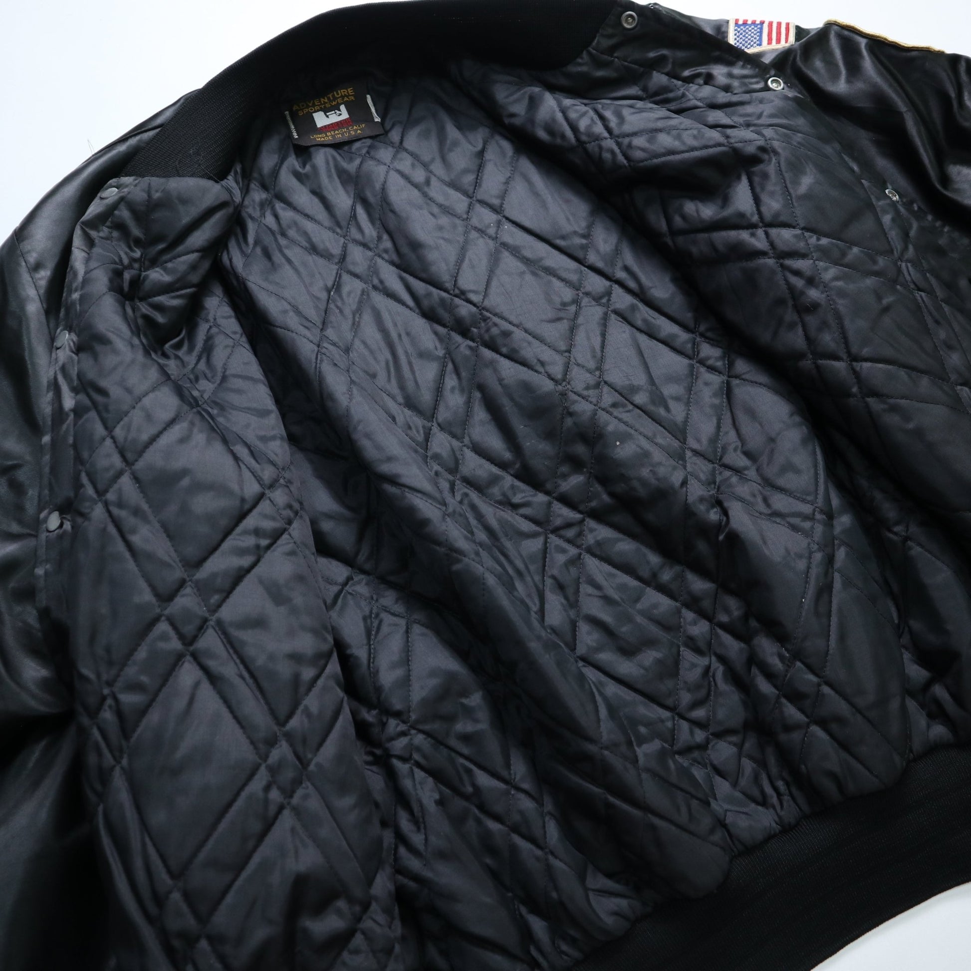 80 - 90s 美國製 POW/MIA 黑色緞面紀念夾克 - 富士鳥古著