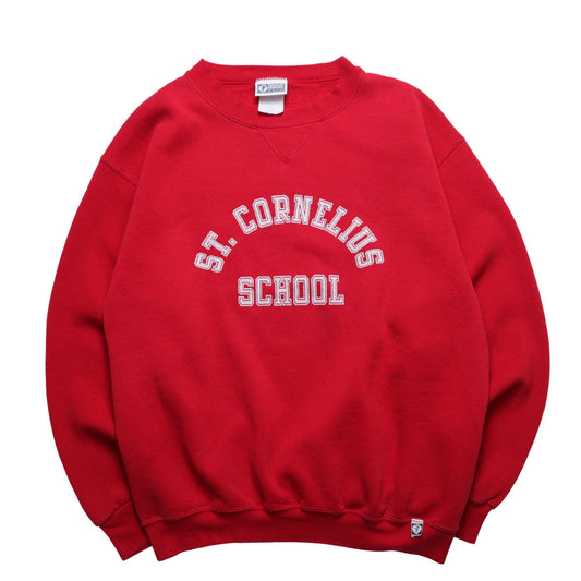 80/90s 美國製 st.cornelius school 紅色大學tee 古著衛衣 - 富士鳥古著