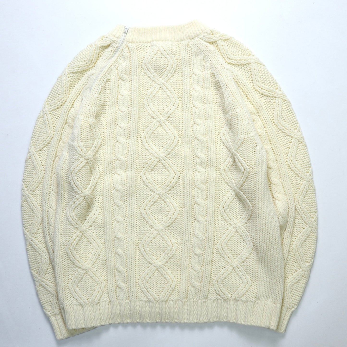 80s 台灣製 米白色圓領針織衫 - 富士鳥古著