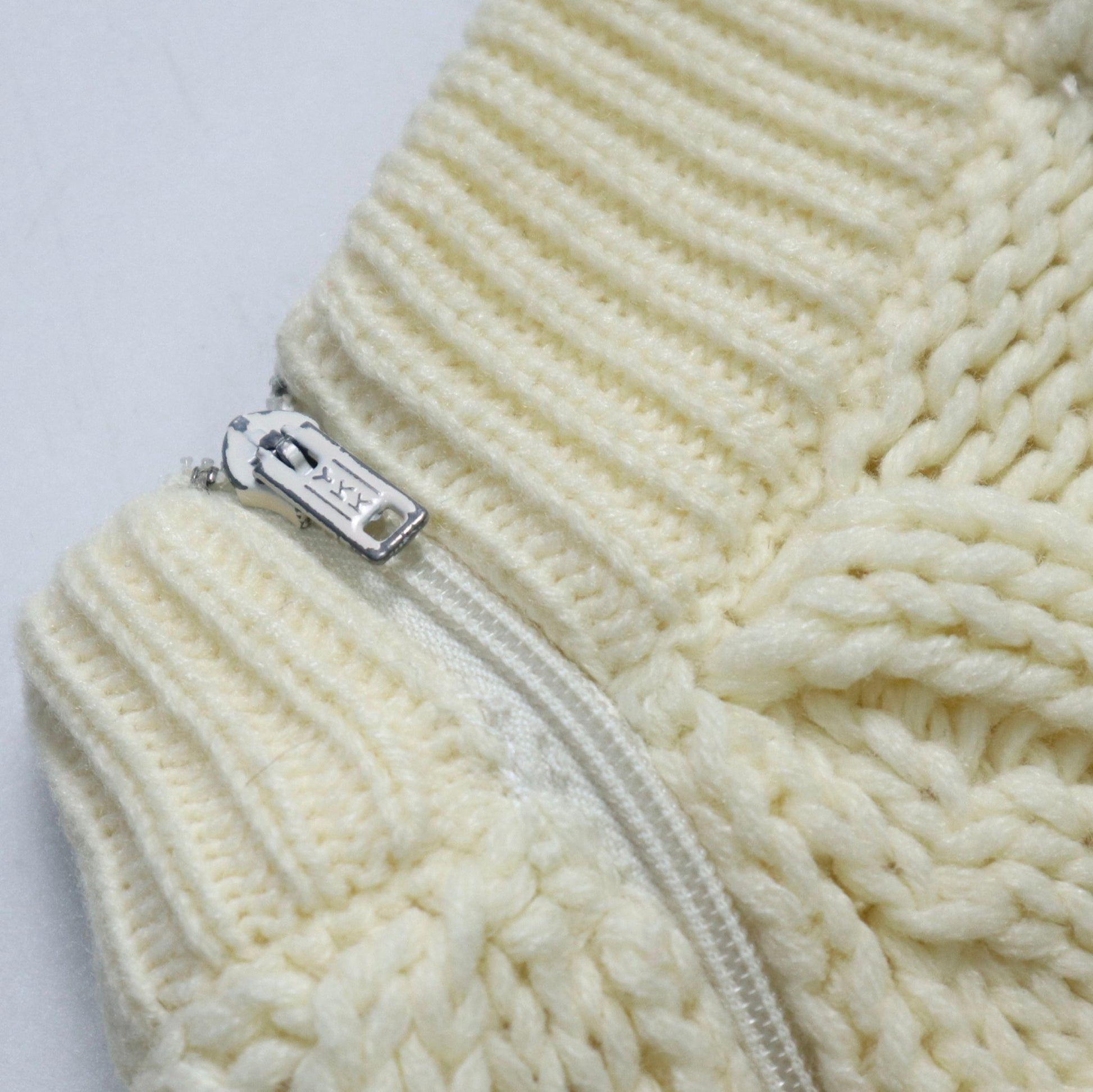 80s 台灣製 米白色圓領針織衫 - 富士鳥古著