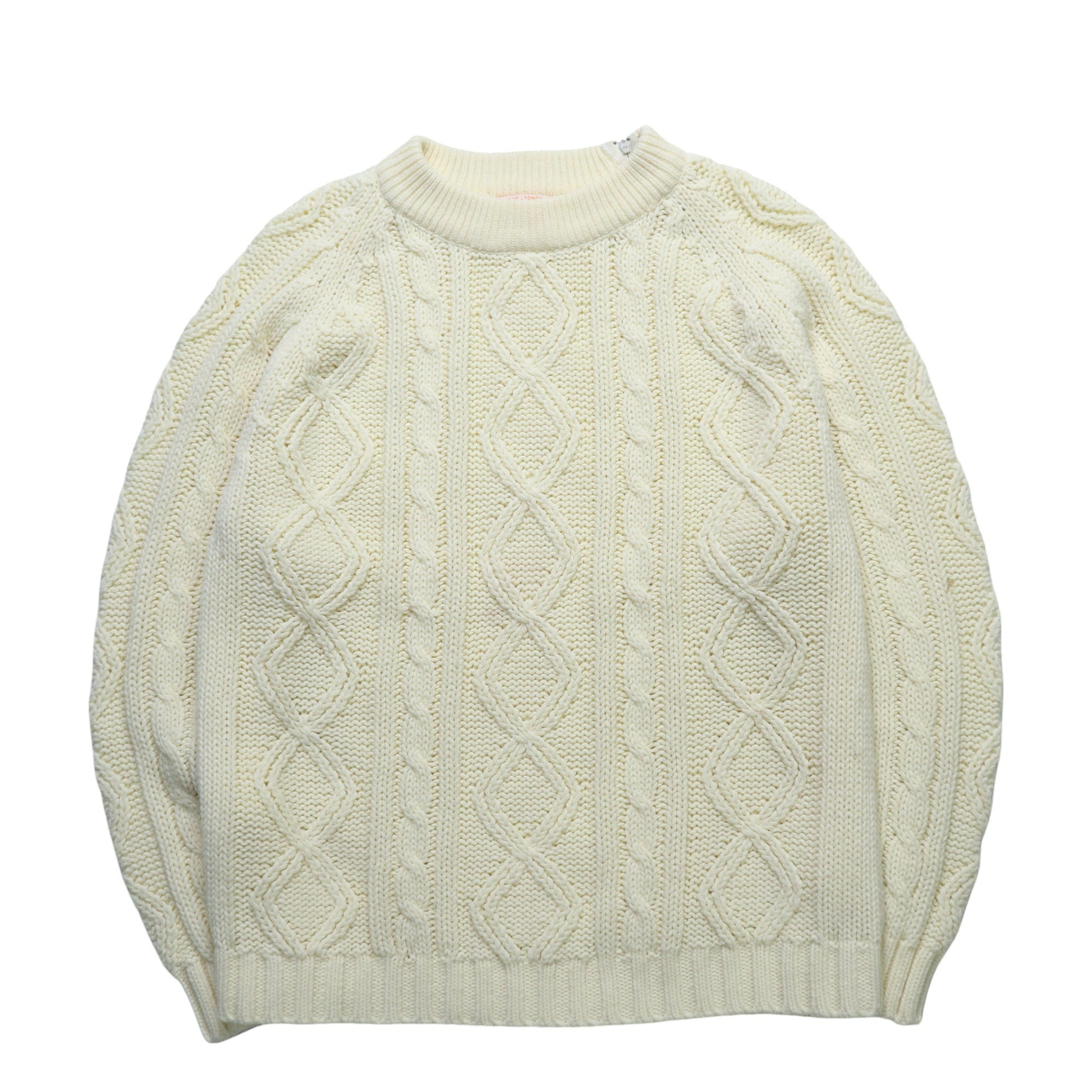 80s 台灣製 米白色圓領針織衫 - 富士鳥古著
